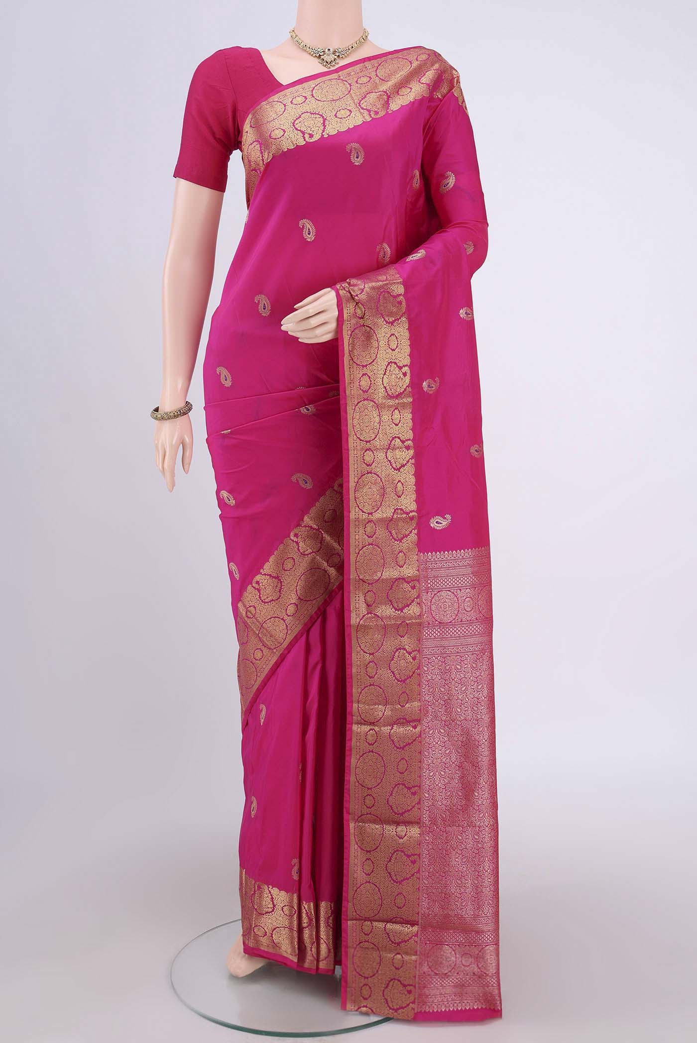 Rani Pink Blended Bangalore Silk Saree