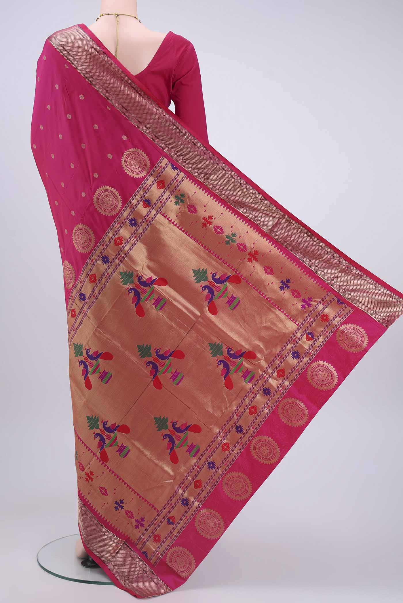 Rani Pink Blended Bangalore Silk Saree - Image 3