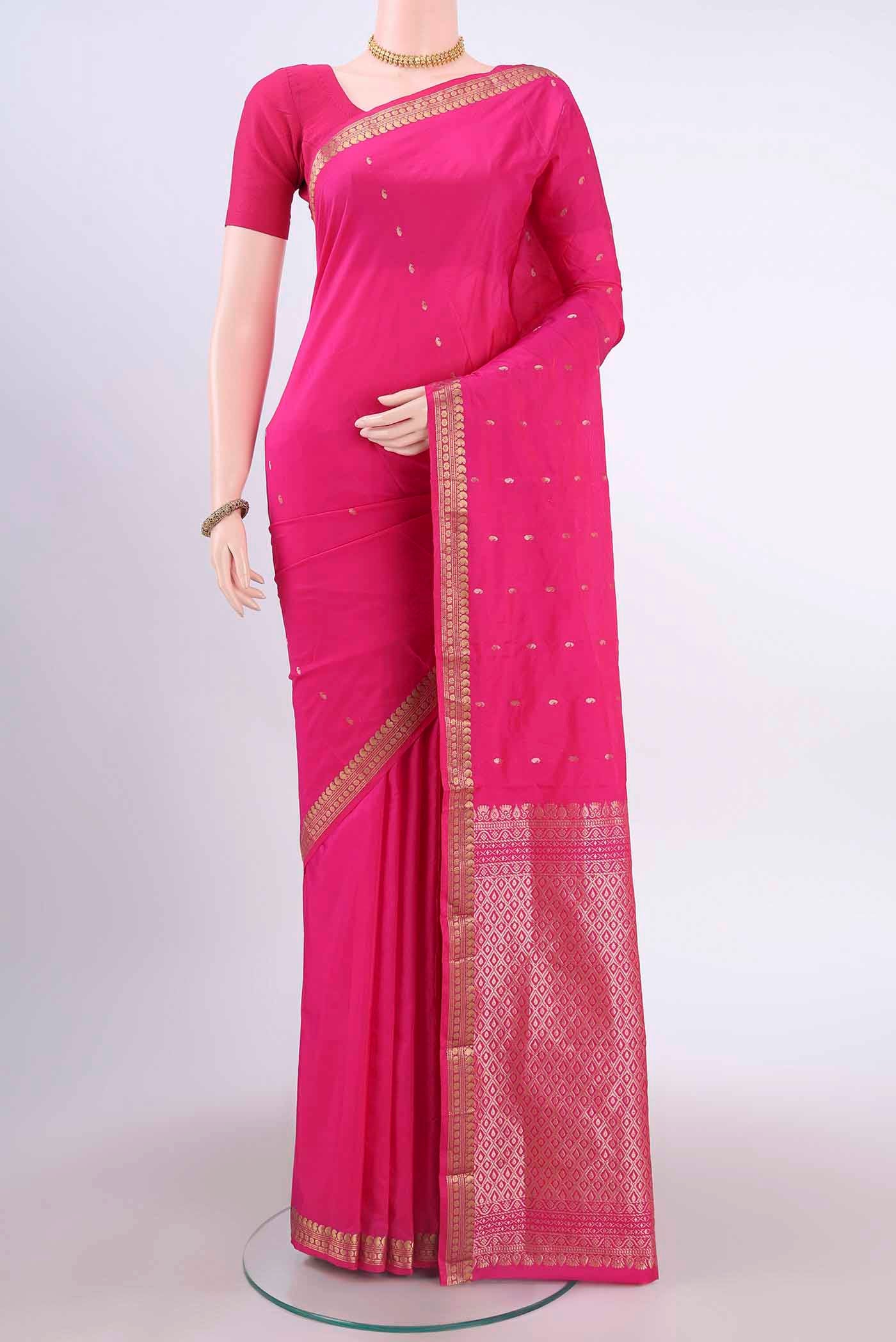 Rani Pink Blended Bangalore Silk Saree