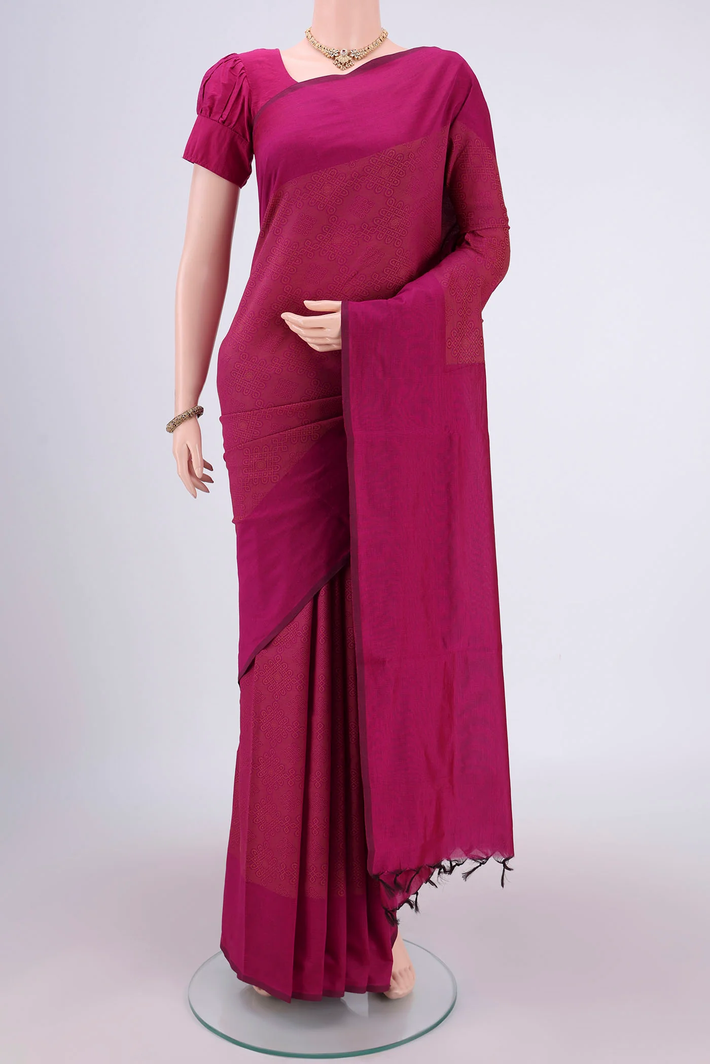 Magenta Blended Poly Cotton Saree