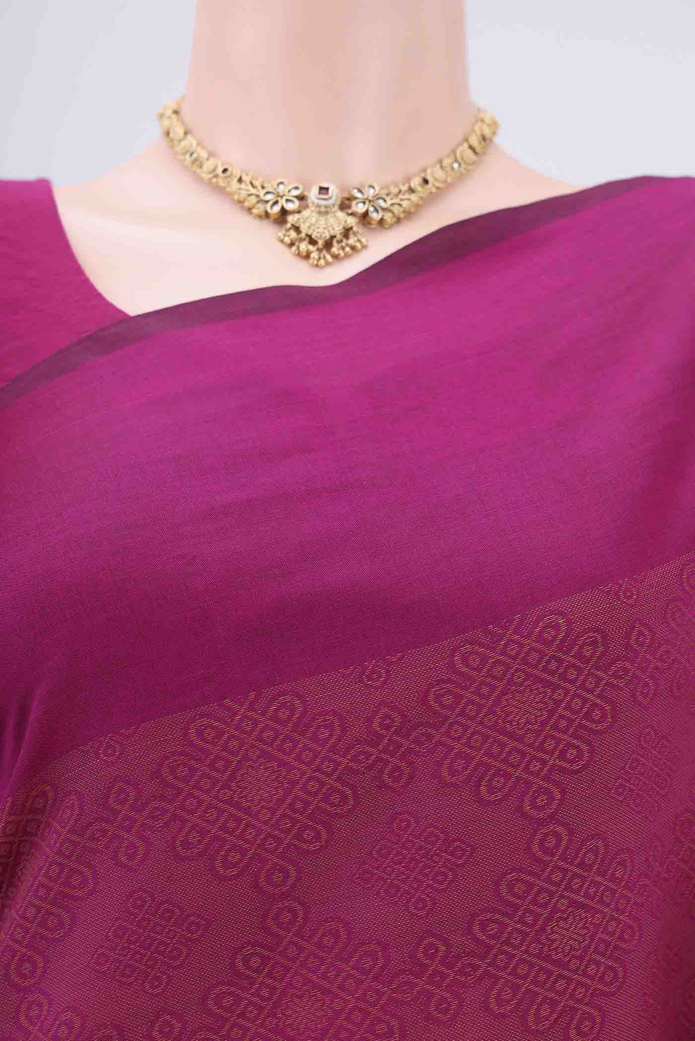 Magenta Blended Poly Cotton Saree - Image 2