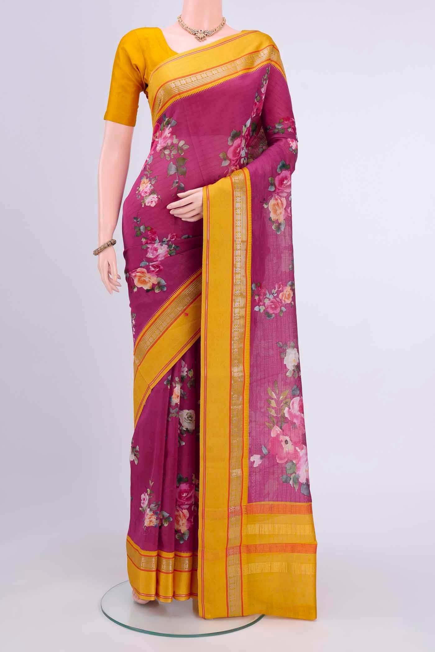Rani Pink Chanderi Silk Cotton Saree