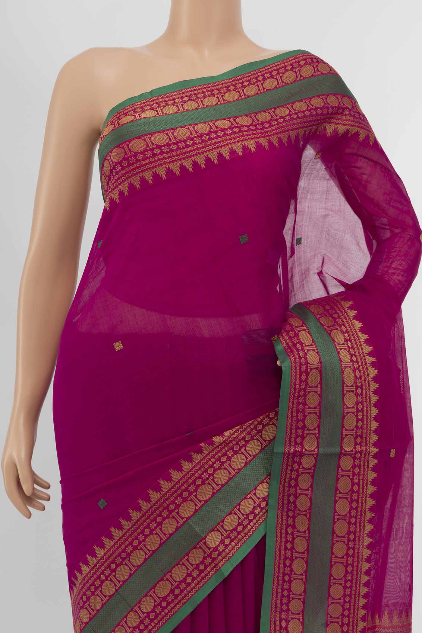 Rani Pink Coimbatore Cotton Saree - Image 2