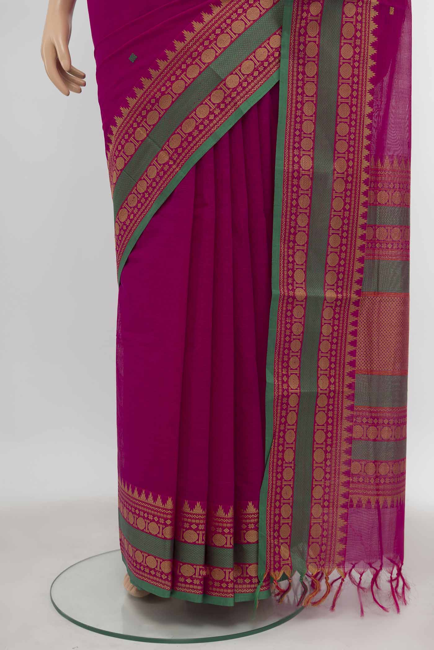 Rani Pink Coimbatore Cotton Saree - Image 3