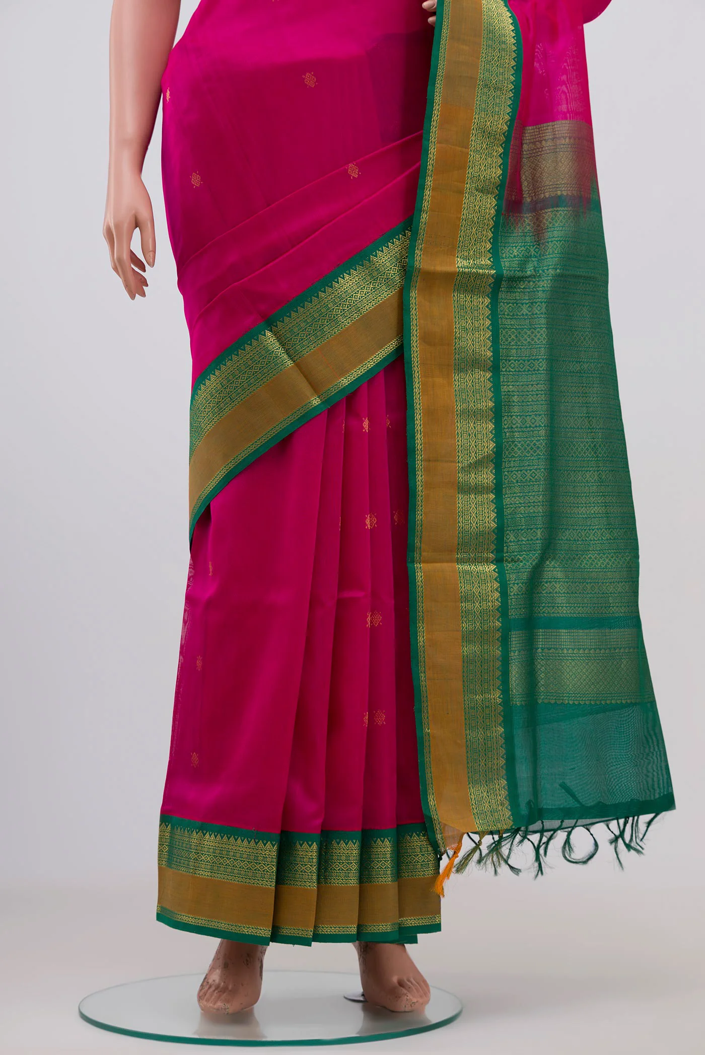 Pink Coimbatore Silk Cotton Saree - Image 3