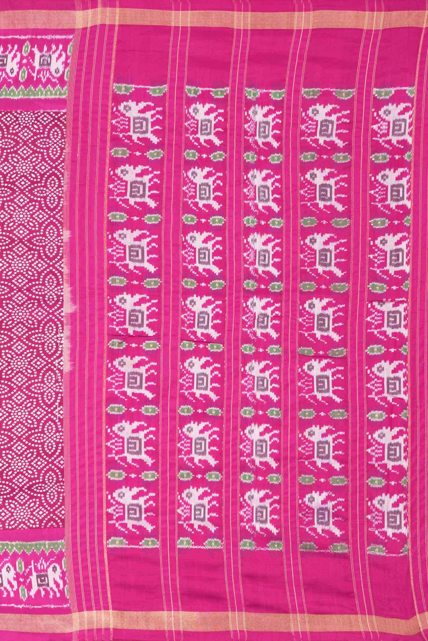 Rani Pink Double Ikat Saree - Image 5