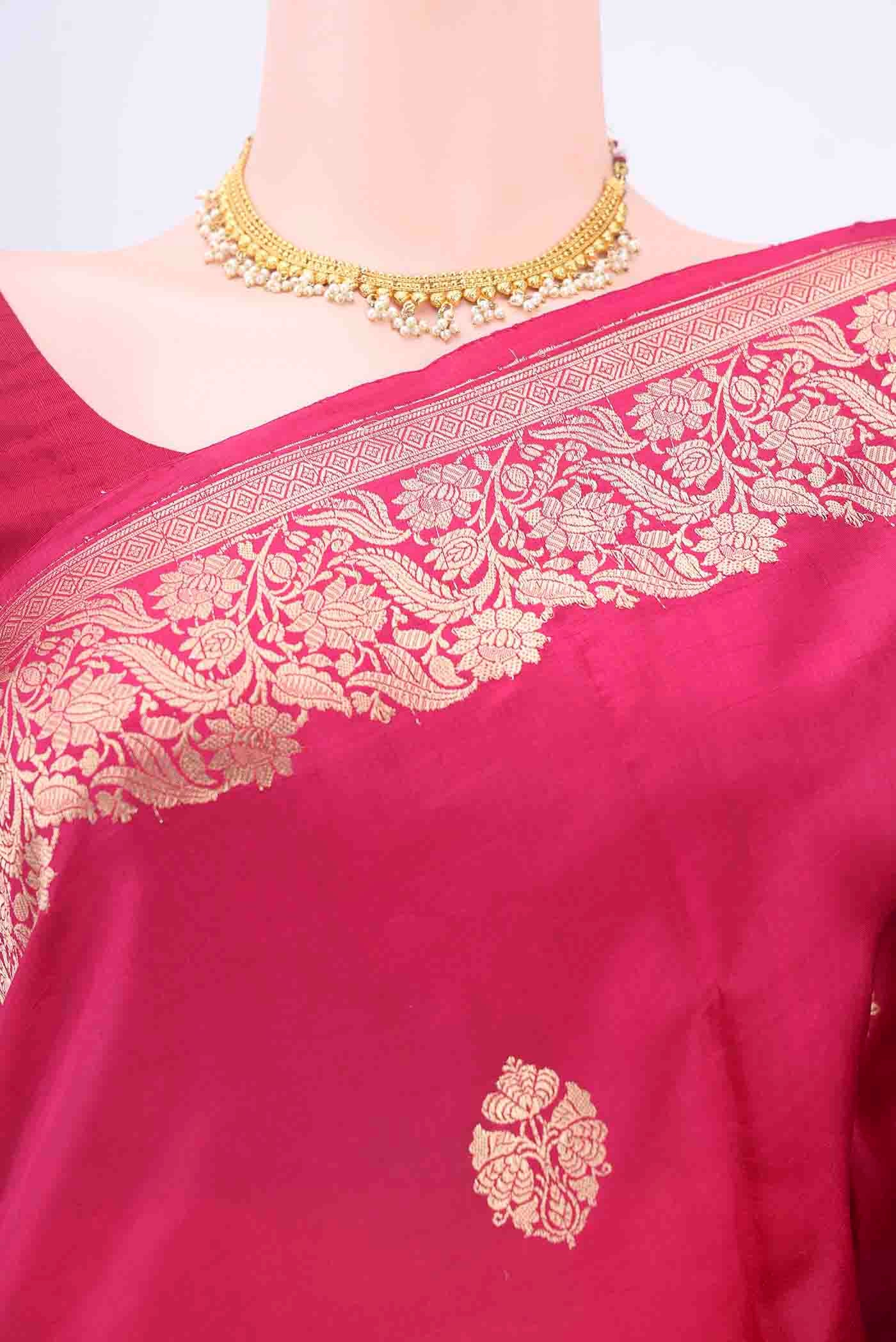 Rani Pink Dual Tone Banarasi Katan Silk Saree - Image 2