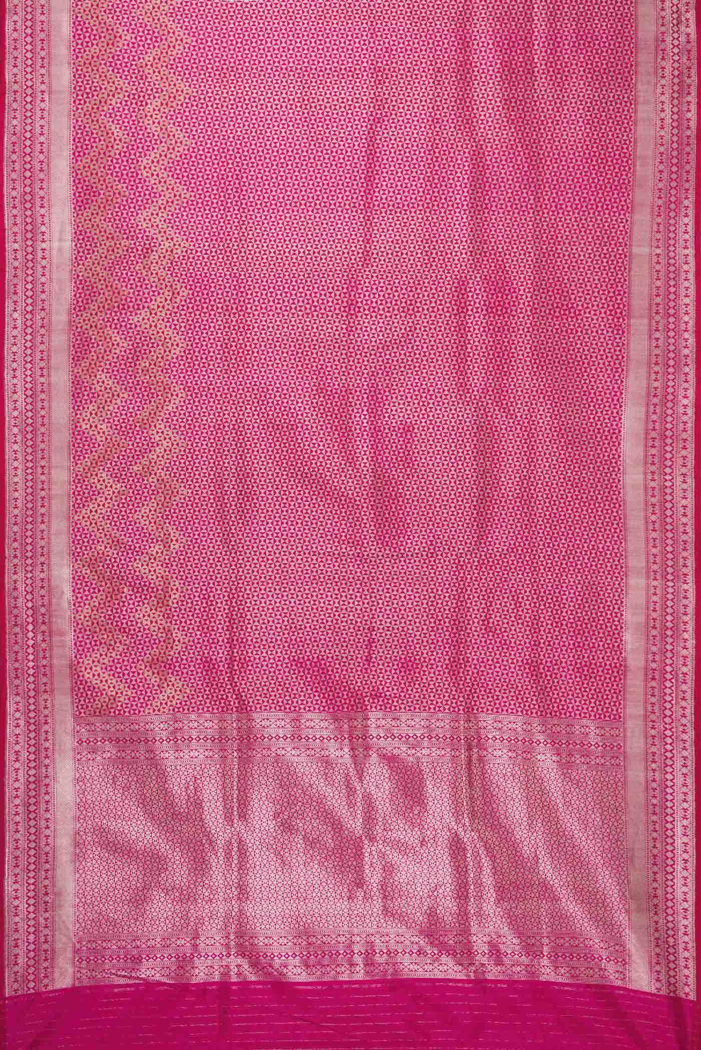 Rani Pink Dual Tone Banarasi Silk Saree - Image 4