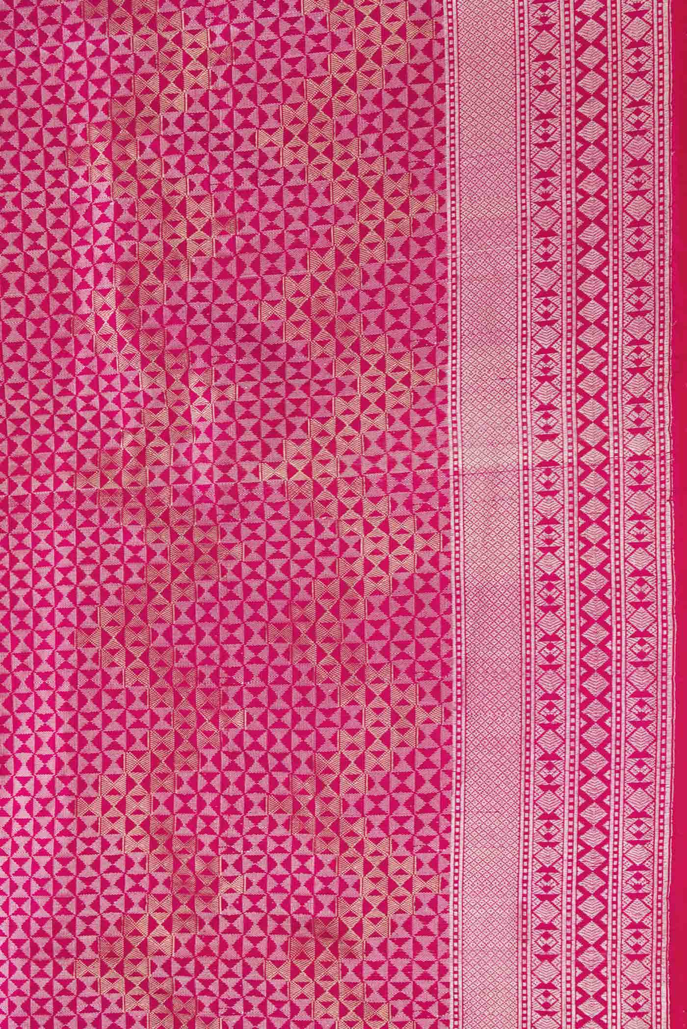 Rani Pink Dual Tone Banarasi Silk Saree - Image 5