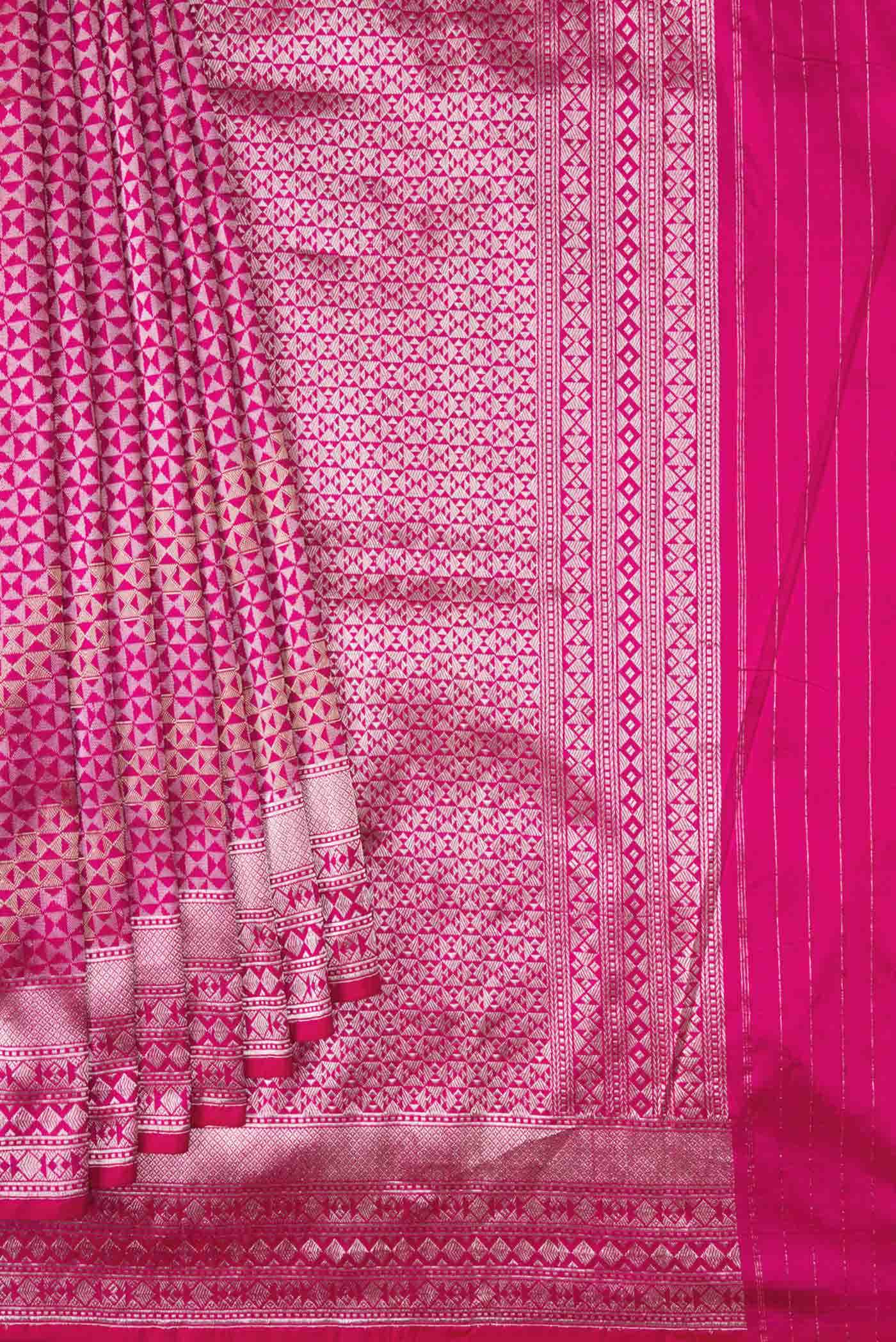 Rani Pink Dual Tone Banarasi Silk Saree - Image 8
