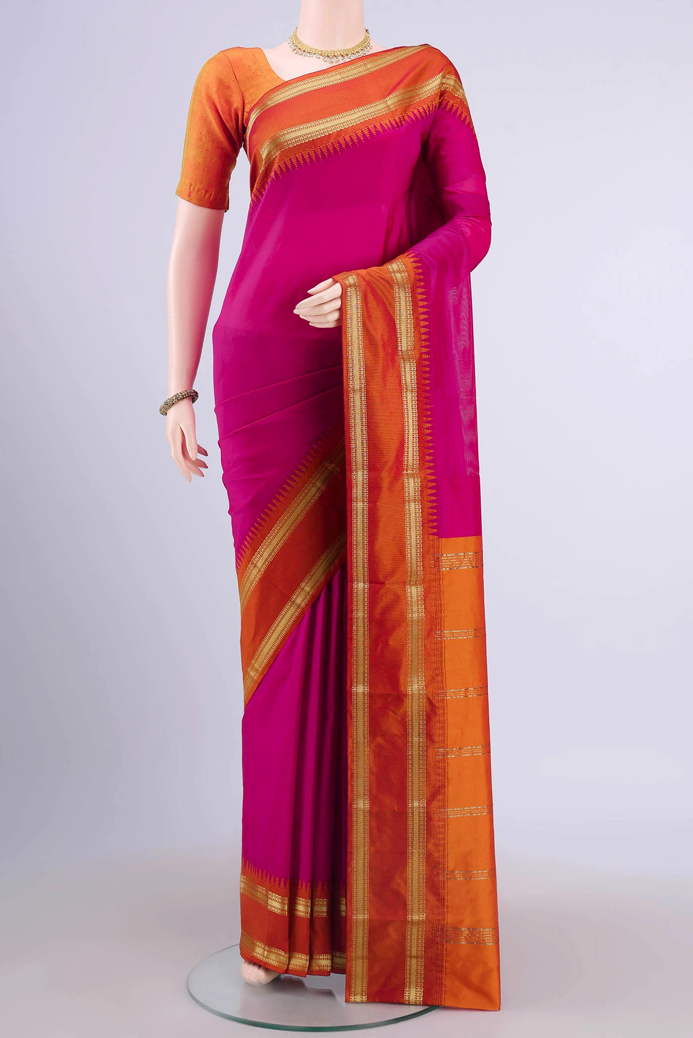Rani Pink Dual Tone Bangalore Silk Saree
