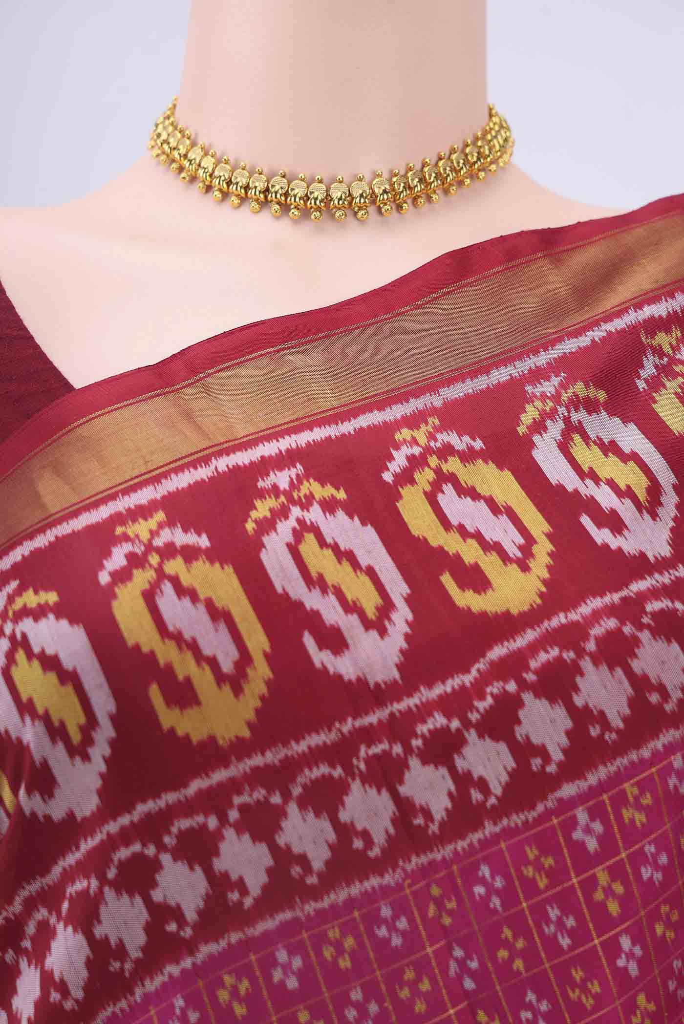 Pink Rajkot Patola Silk Saree - Image 2