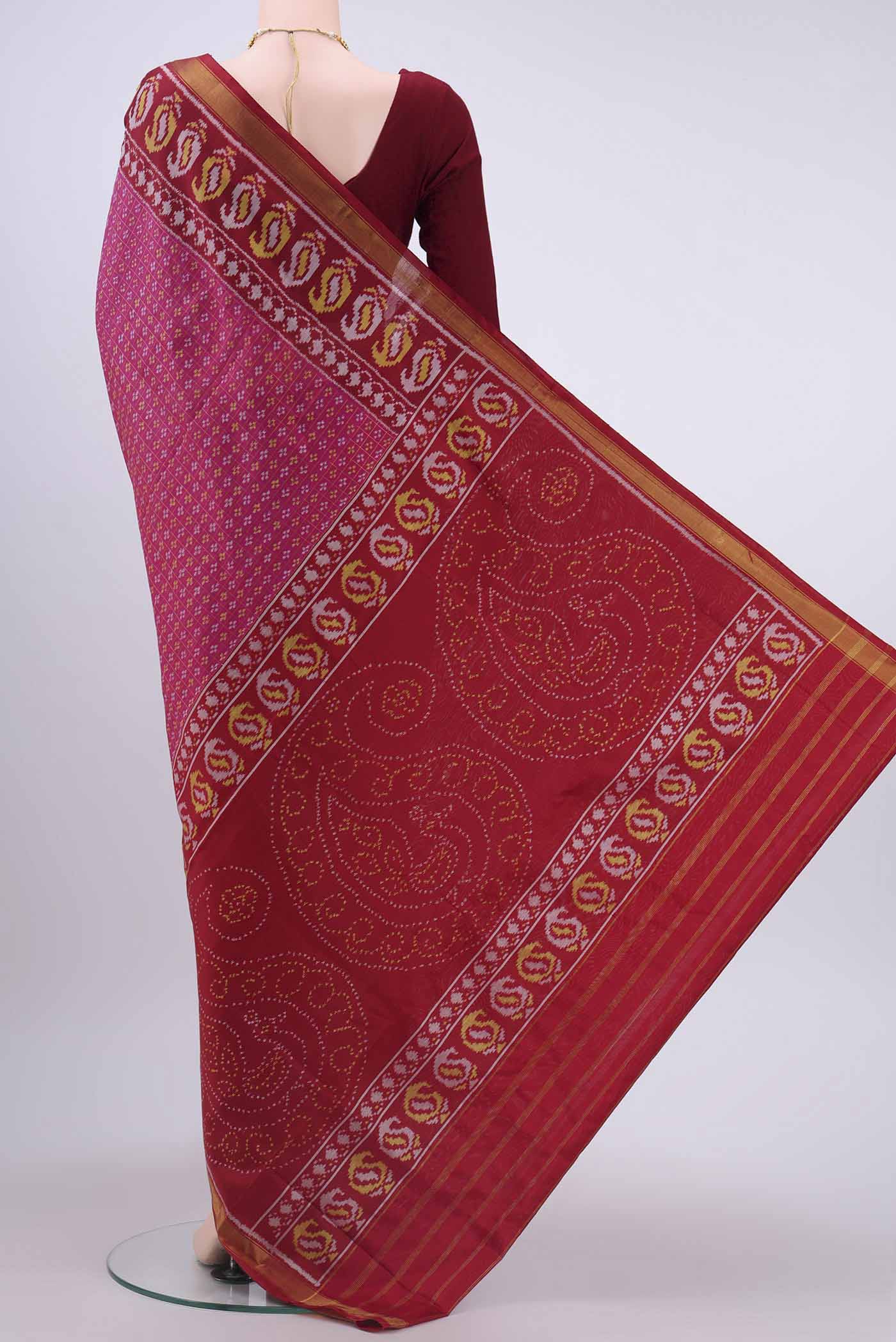 Pink Rajkot Patola Silk Saree - Image 3