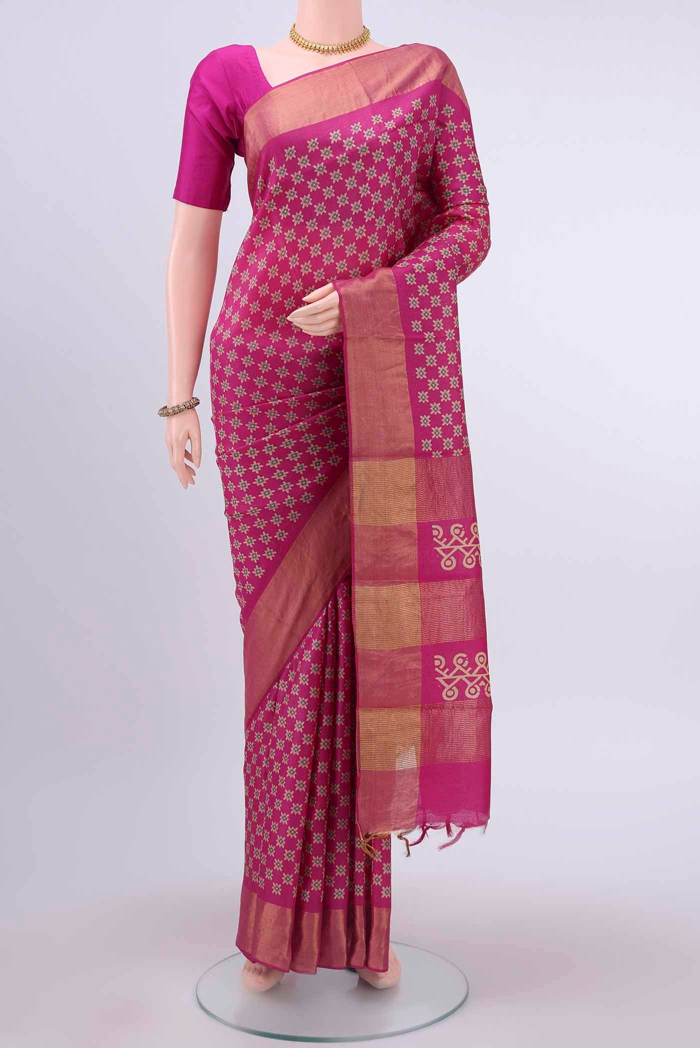 Rani Pink Dual Tone Tussar Silk Saree