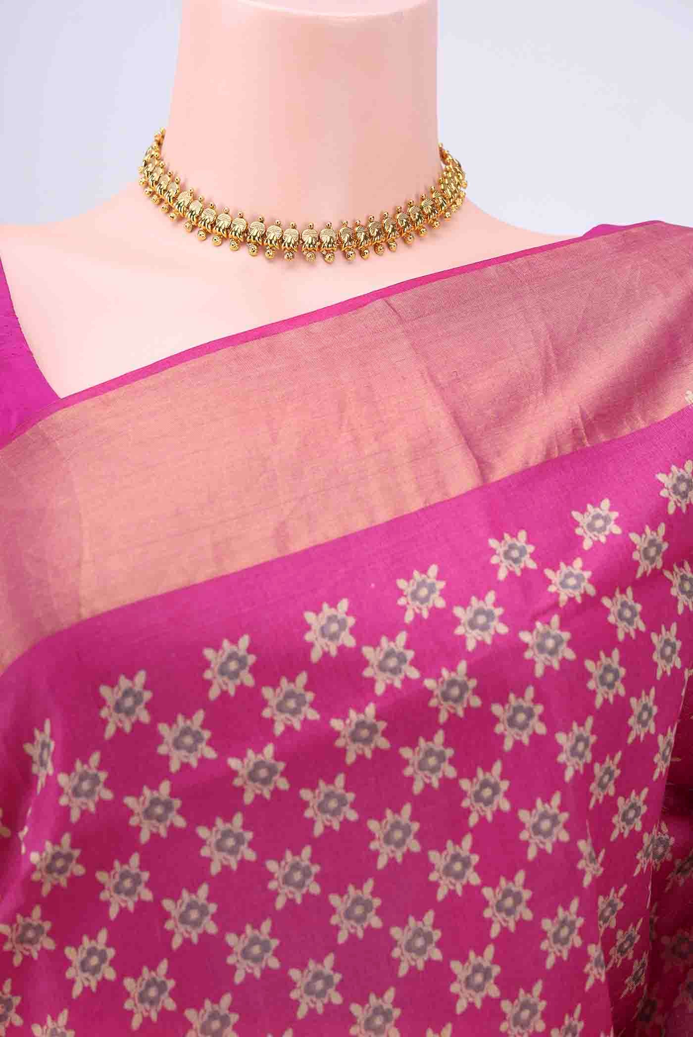 Rani Pink Dual Tone Tussar Silk Saree - Image 2