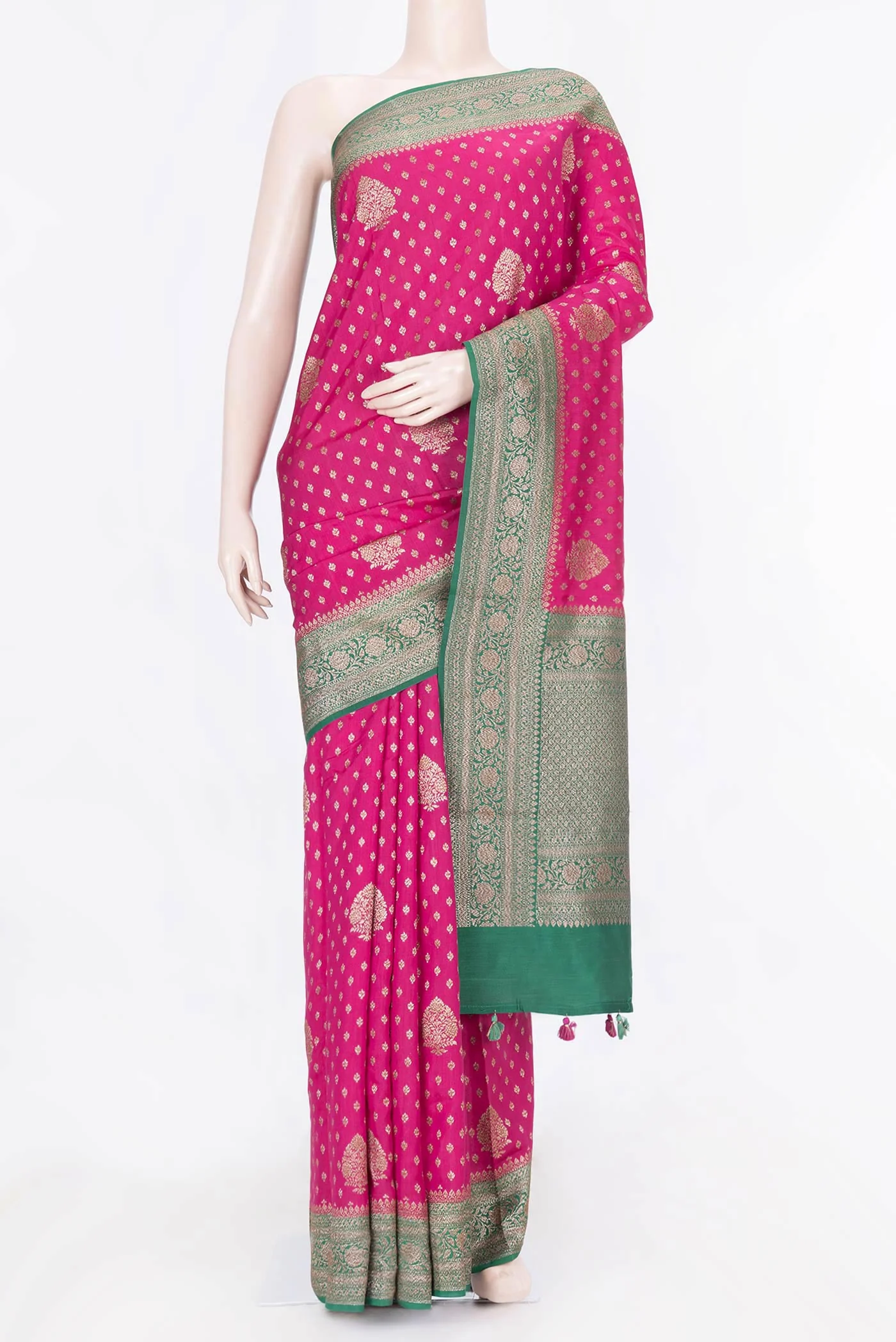 Rani Pink Dual Tone Tussar Silk Saree