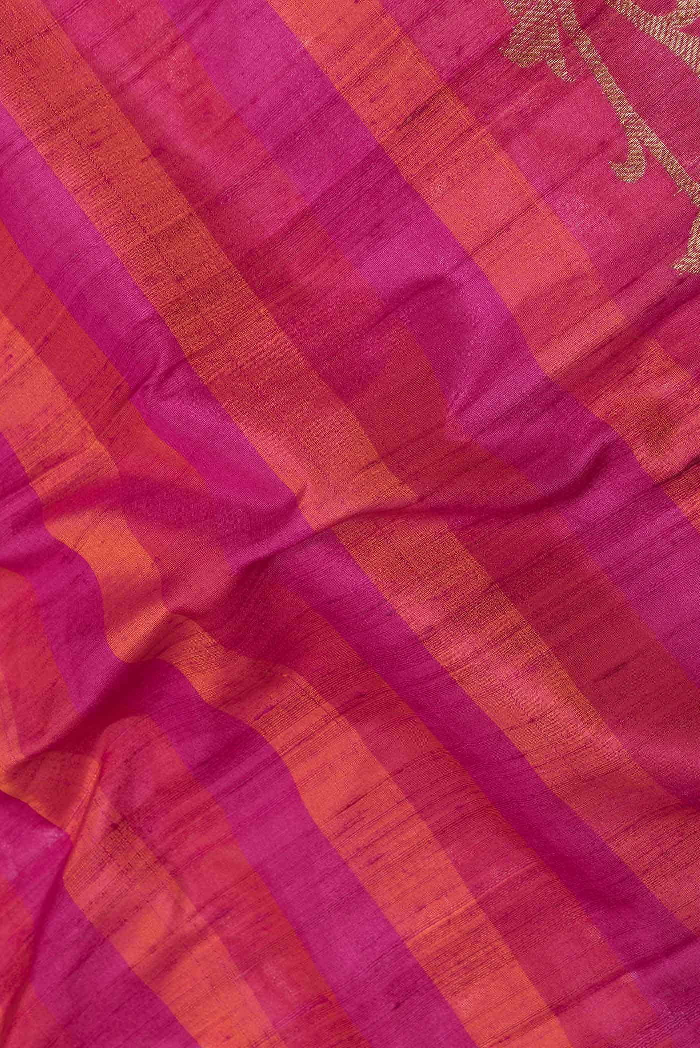 Rani Pink Dual Tone Tussar Silk Saree - Image 3