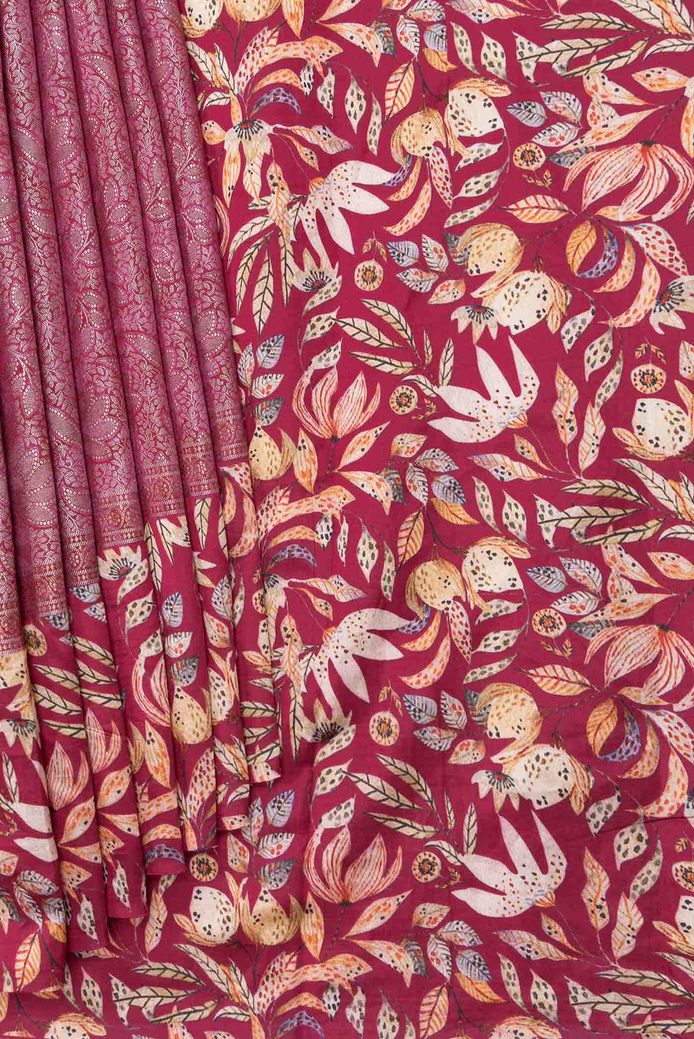 Rani Pink Dual Tone Tussar Silk Saree - Image 2