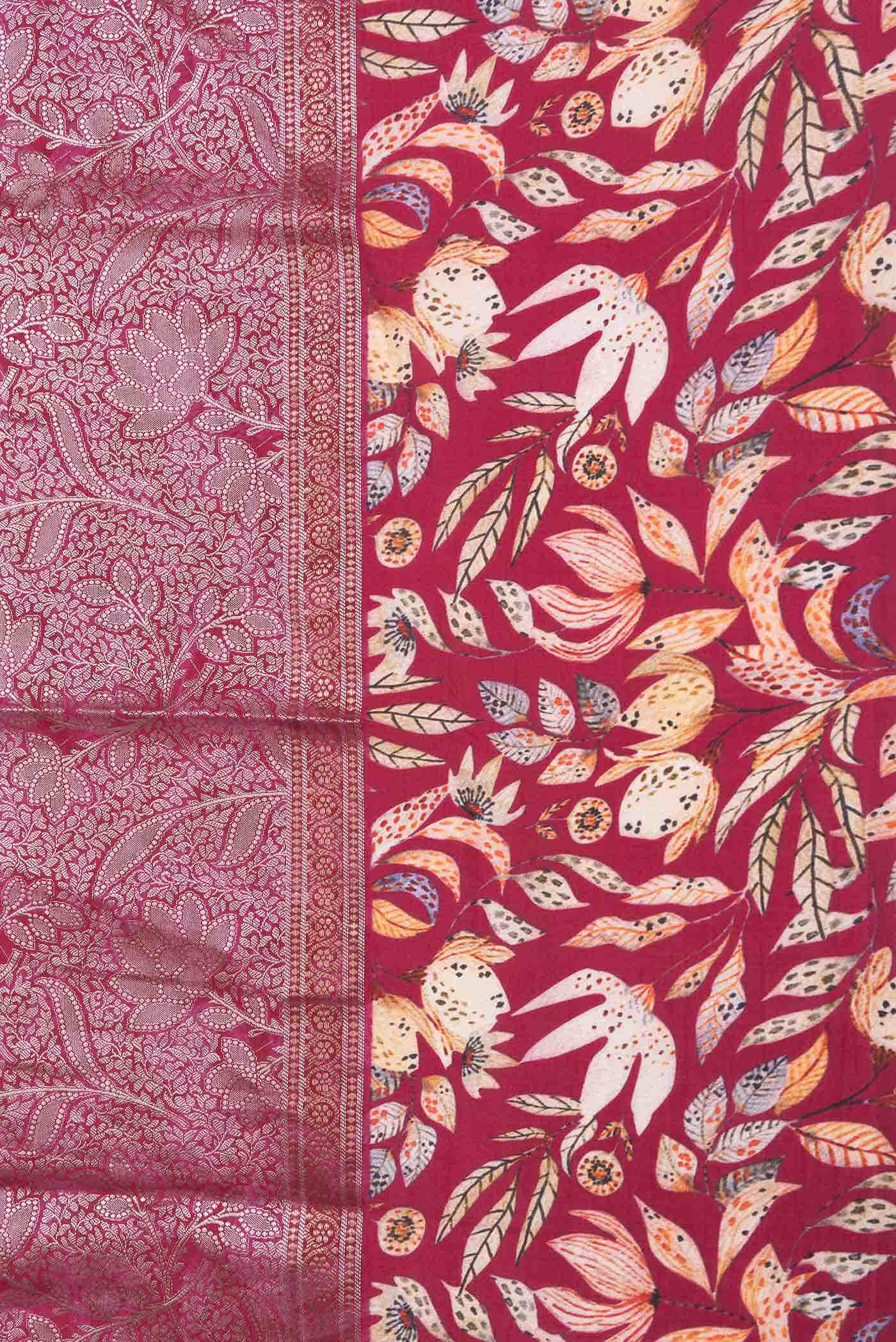 Rani Pink Dual Tone Tussar Silk Saree - Image 5