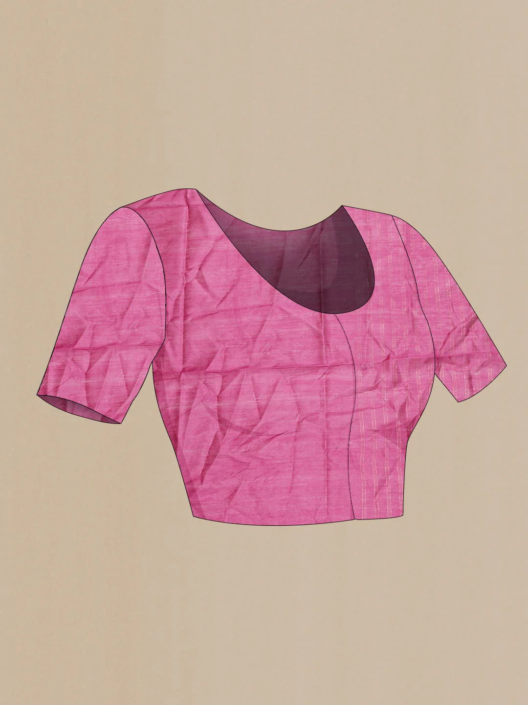 Rani Pink Dual Tone Tussar Silk Saree - Image 4