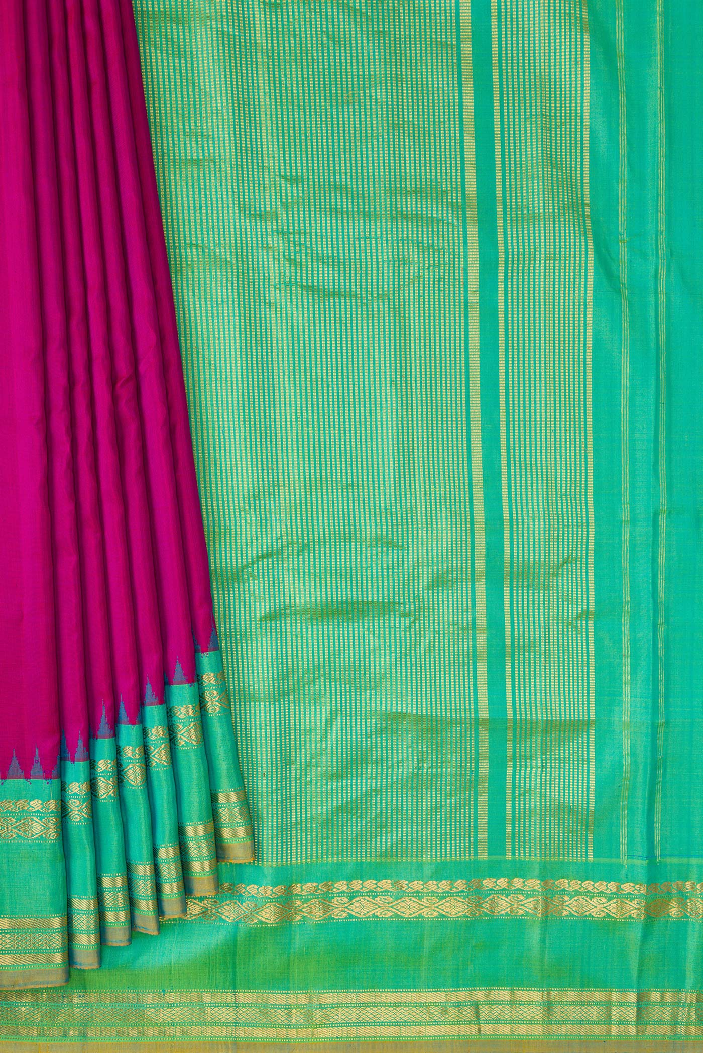 Rani Pink Gadwal Silk Saree - Image 4