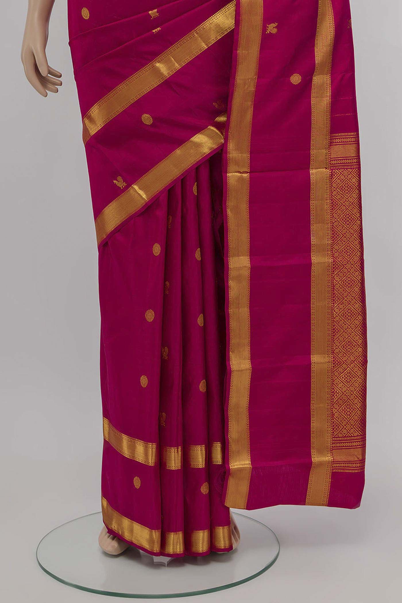 Rani Pink Kanjivaram Silk Saree - Image 3
