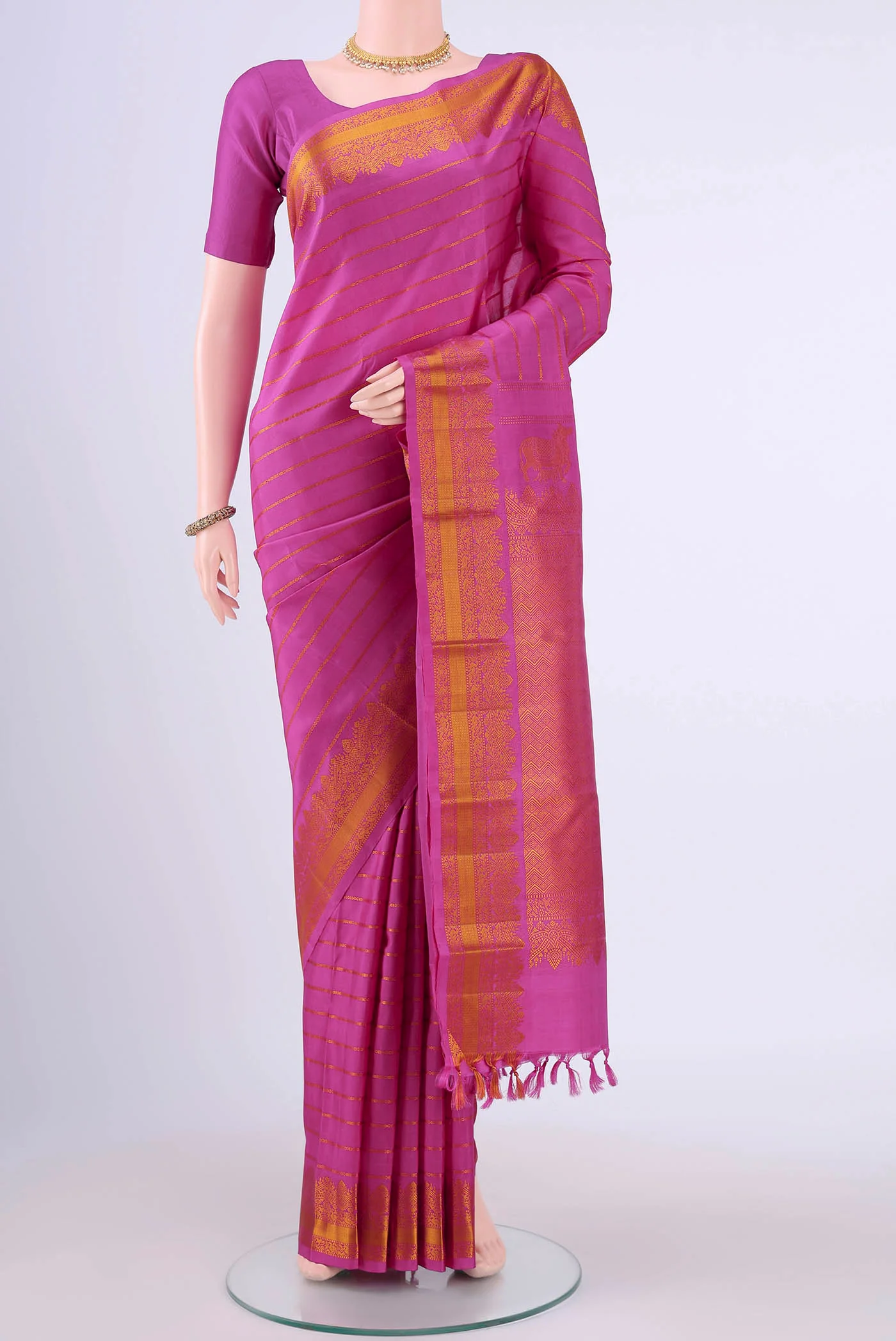 Rani Pink Kanjivaram Silk Saree