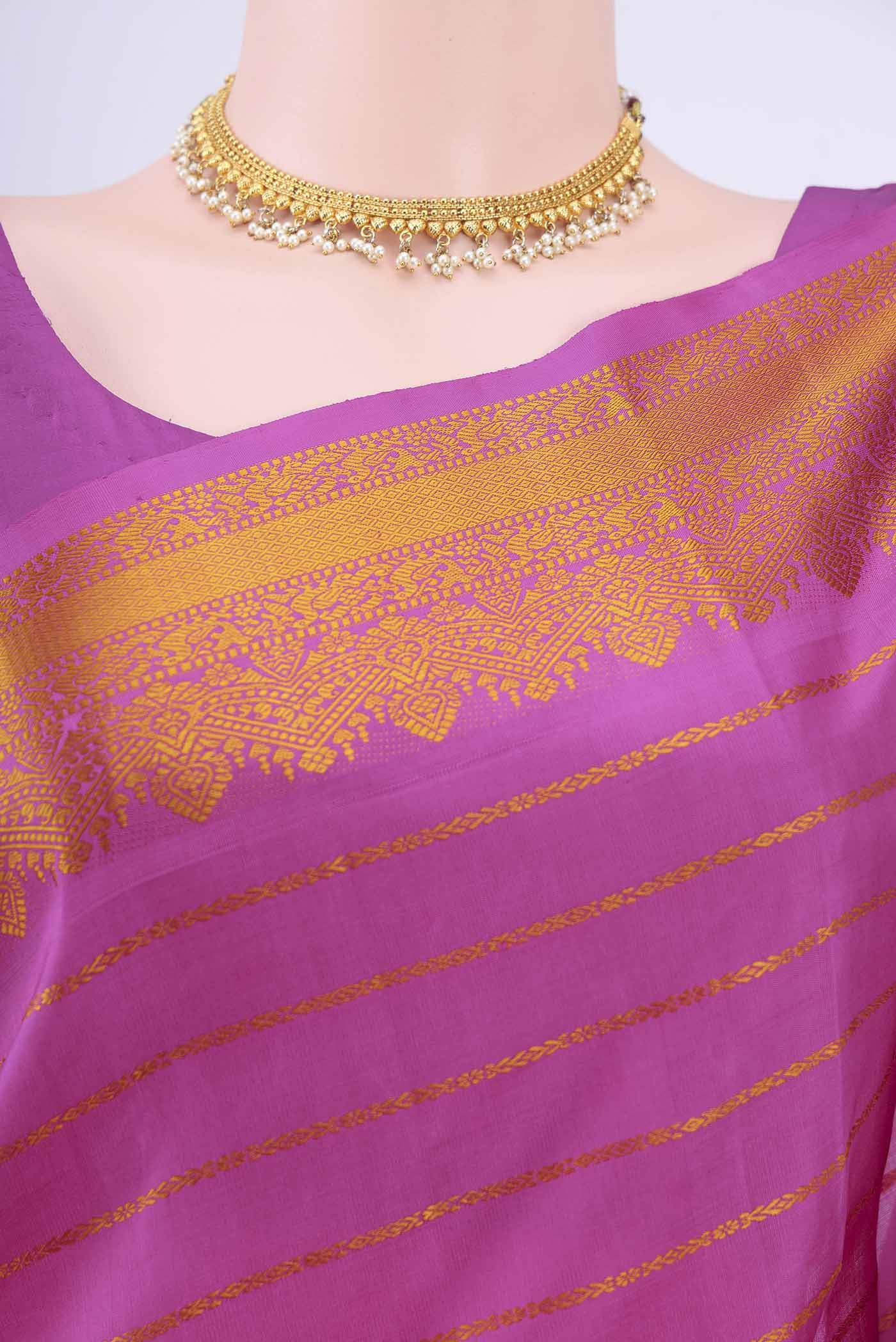Rani Pink Kanjivaram Silk Saree - Image 2