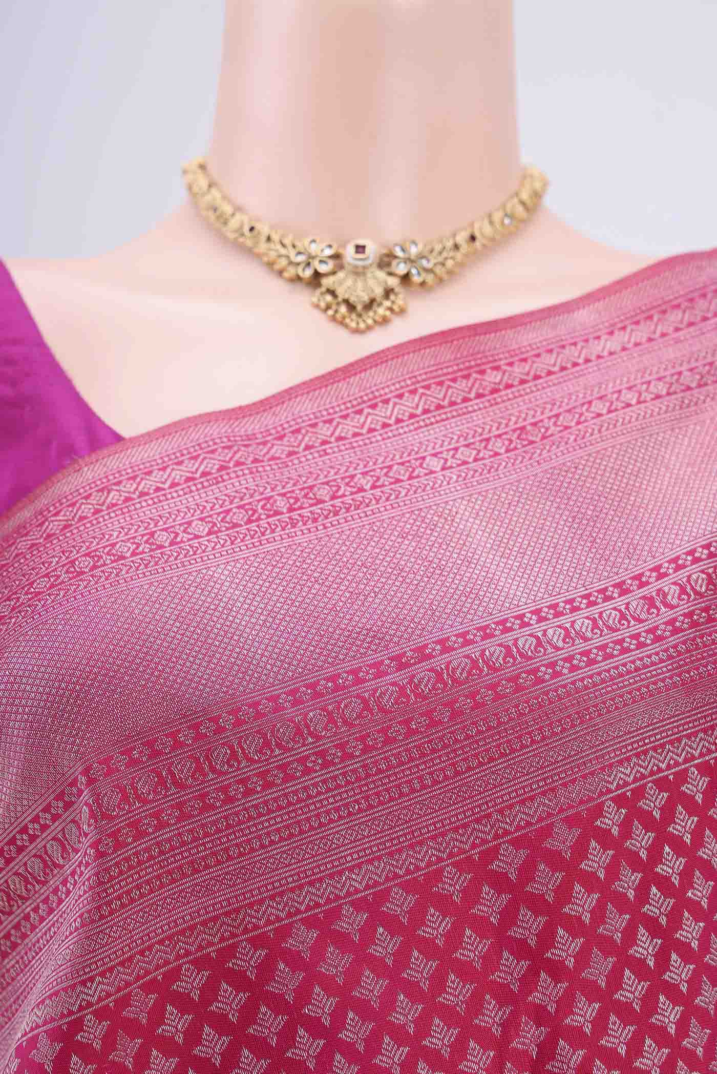 Rani Pink Kanchipuram Silk Saree - Image 2