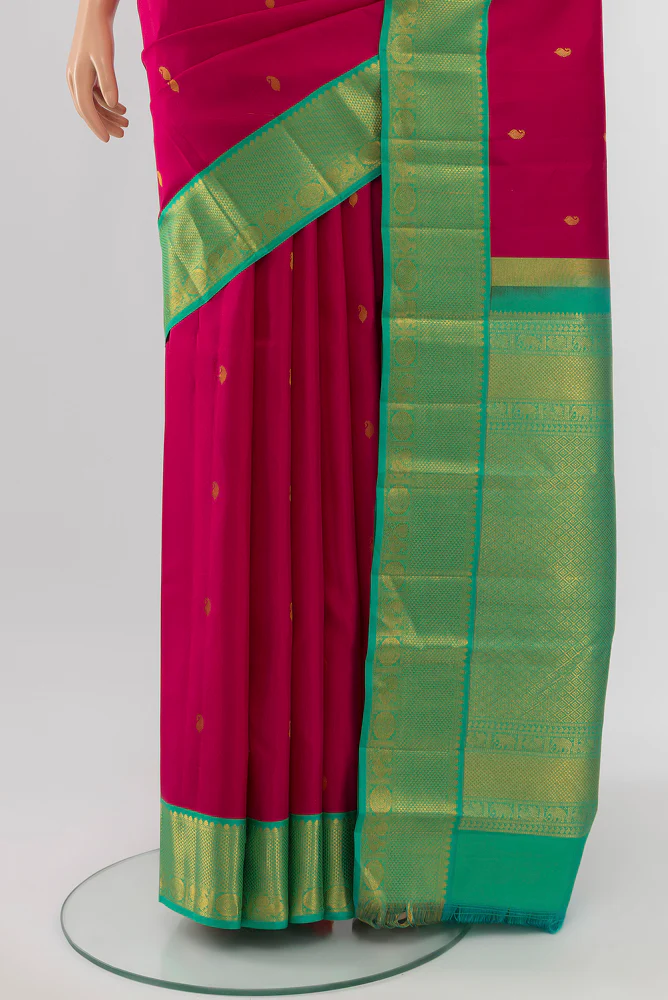 Rani Pink Kanchipuram Silk Saree - Image 3