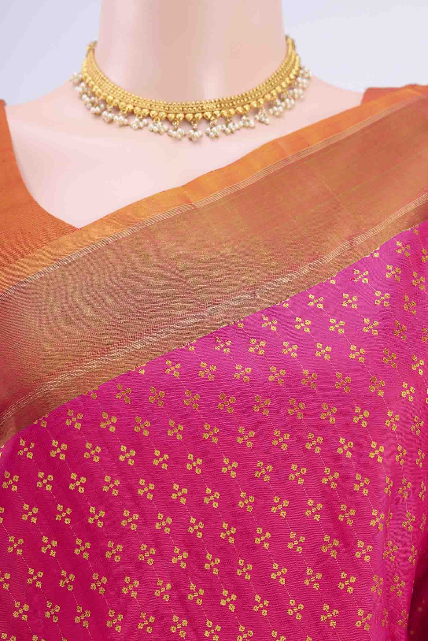 Rani Pink Kanjivaram Silk Saree - Image 2