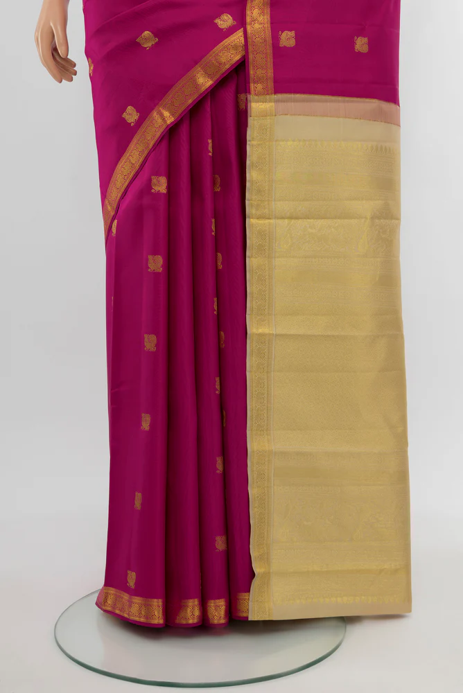 Rani Pink Kanchipuram Silk Saree - Image 3