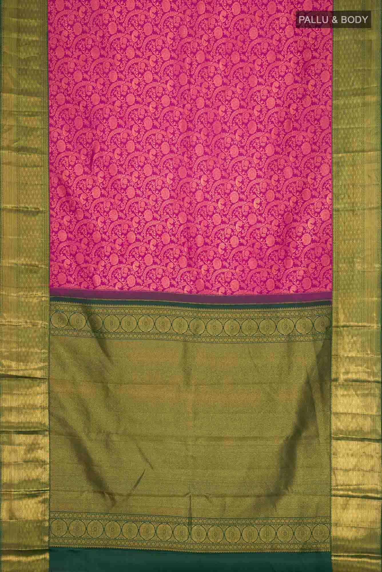 Rani Pink Kanjivaram Silk Saree - Image 4