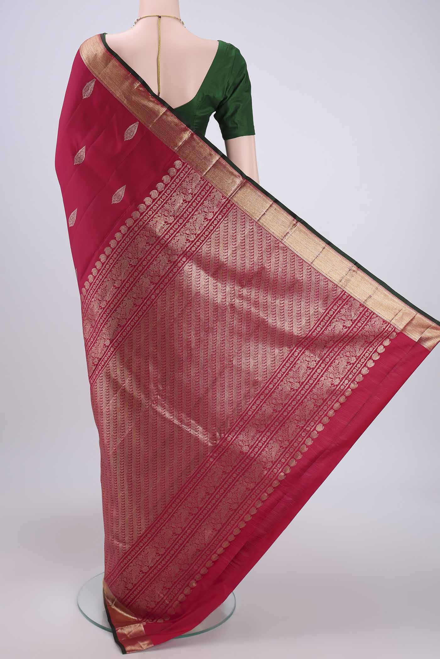 Rani Pink Kanjivaram Silk Saree - Image 3
