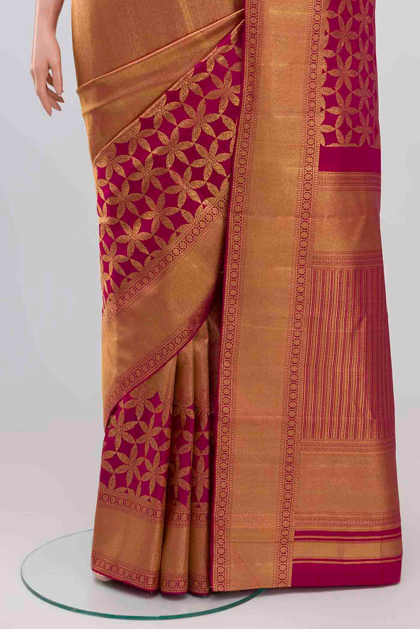 Rani Pink Kanjivaram Silk Saree - Image 3