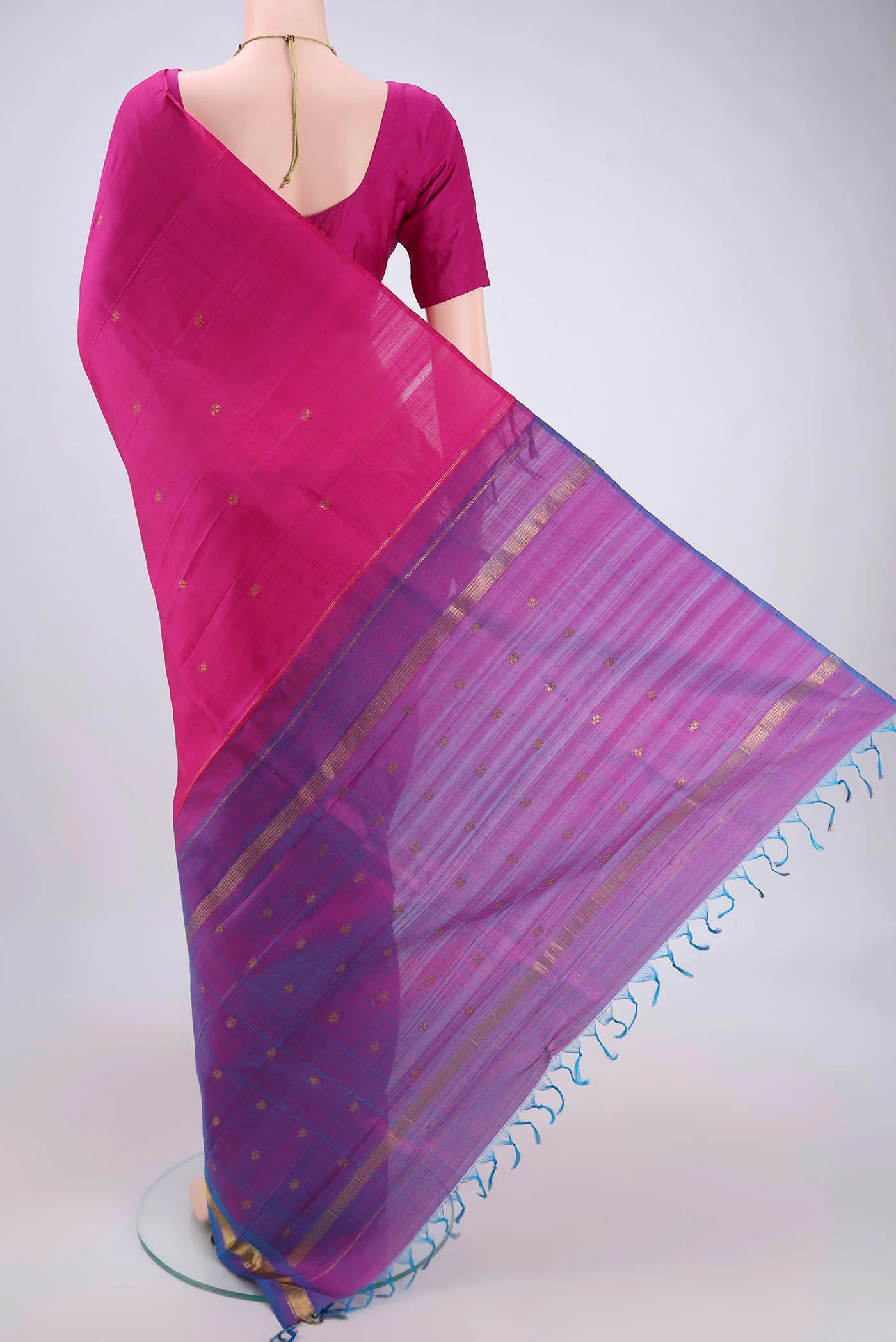 Rani Pink Kanjivaram Silk Saree - Image 3