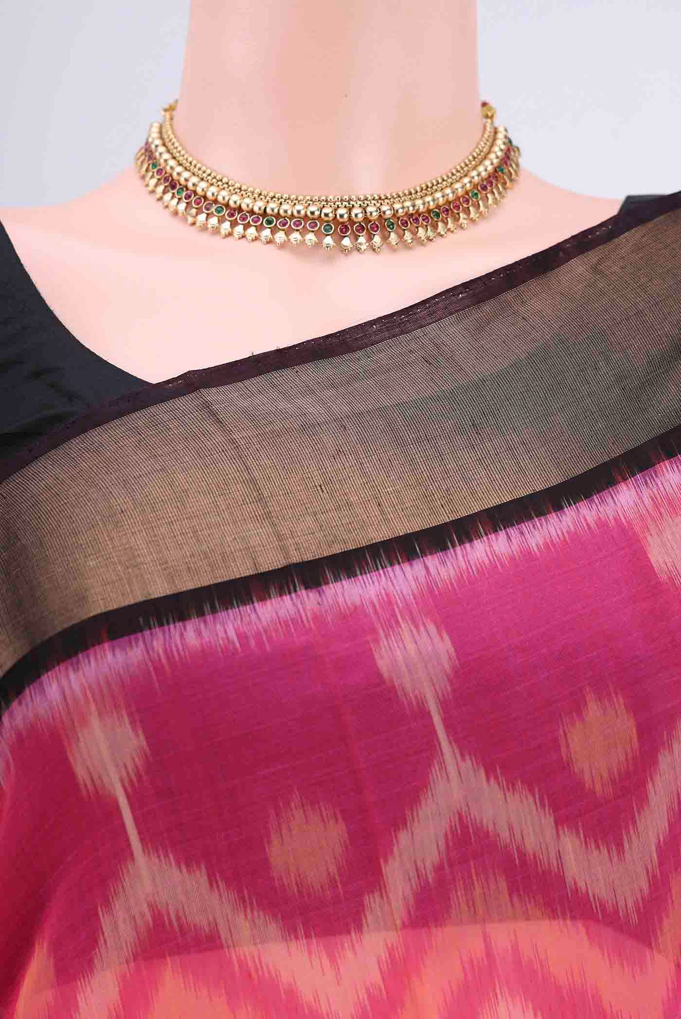 Rani Pink Silk Cotton Saree - Image 2