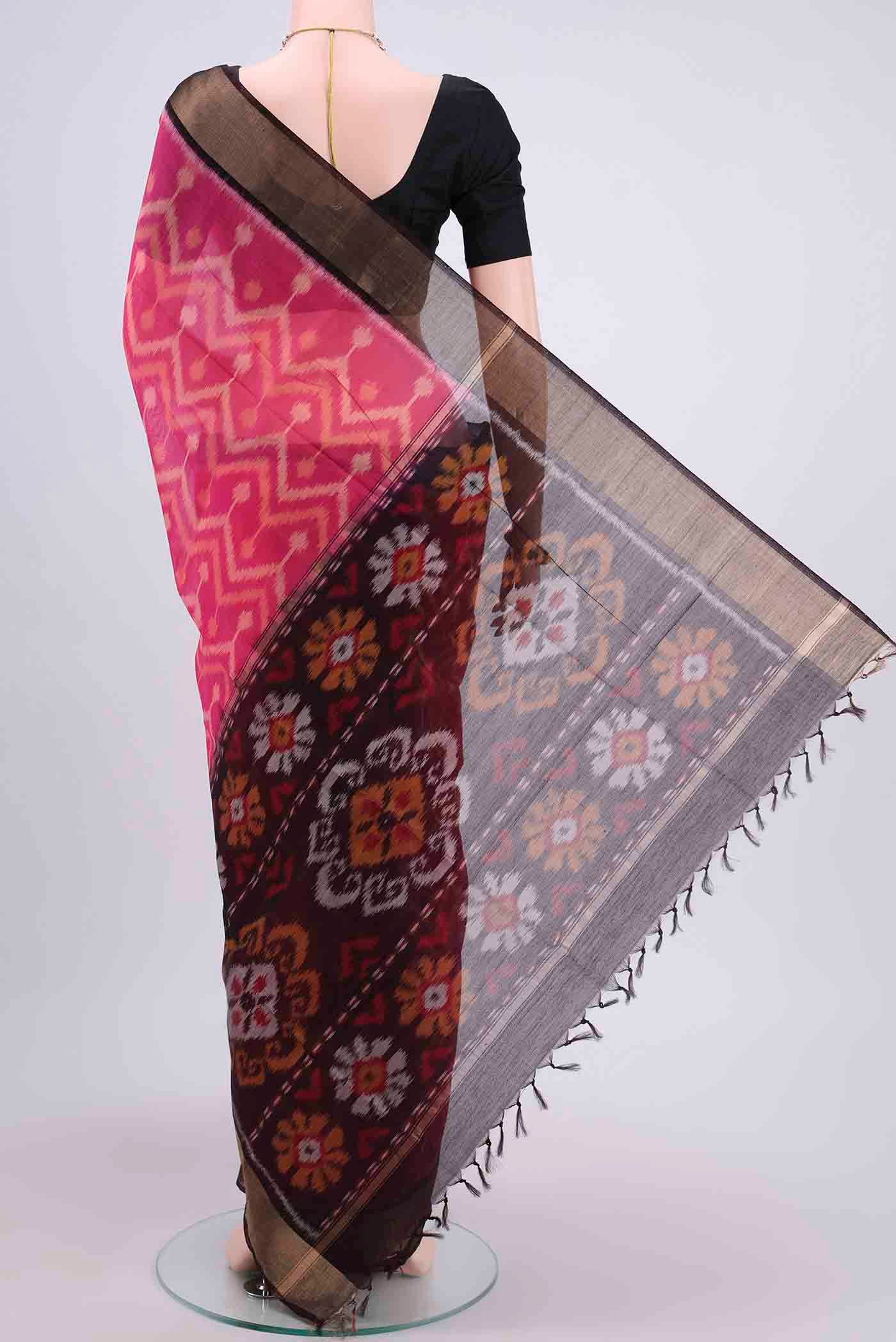 Rani Pink Silk Cotton Saree - Image 3