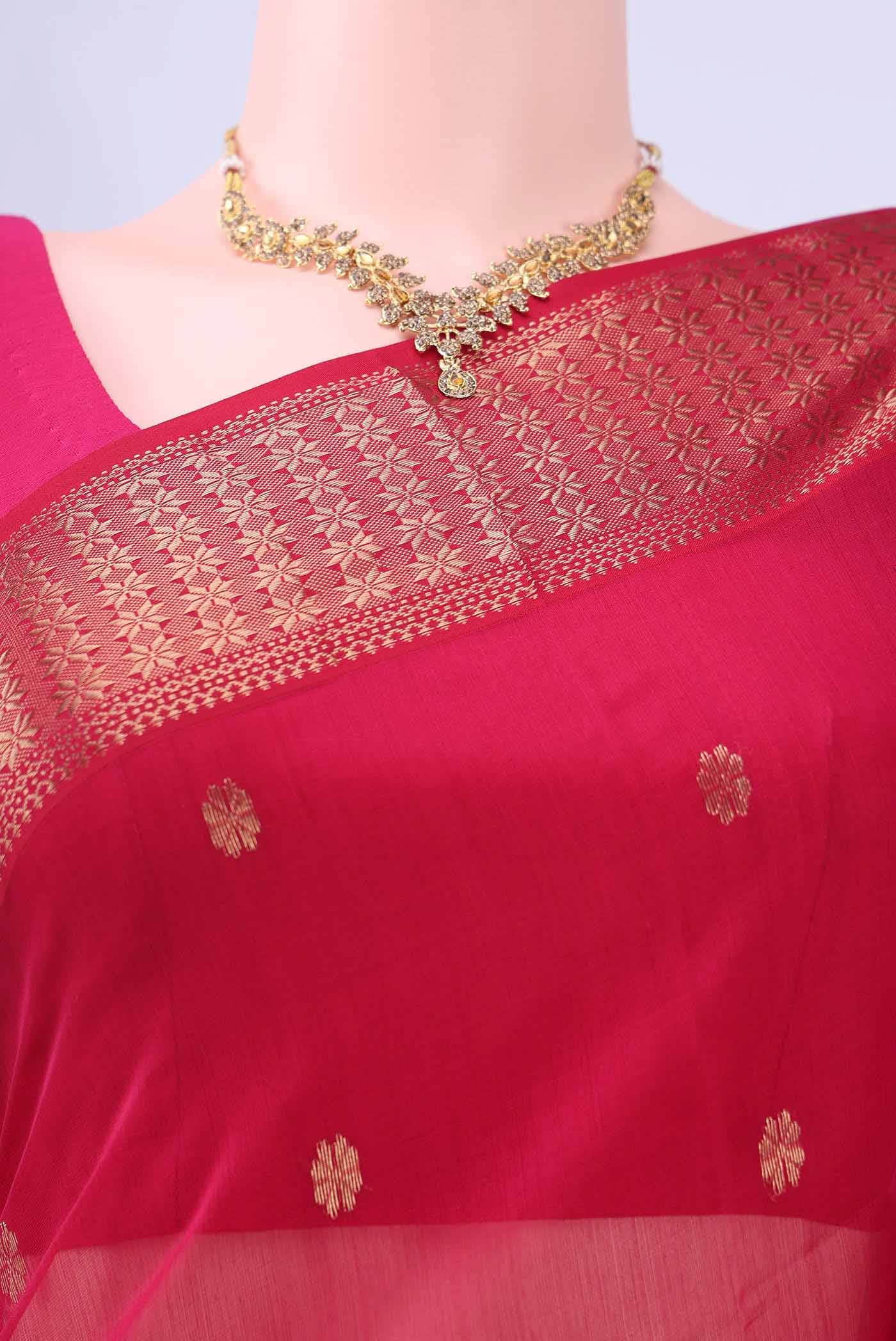 Rani Pink Maheshwari Silk Saree - Image 3