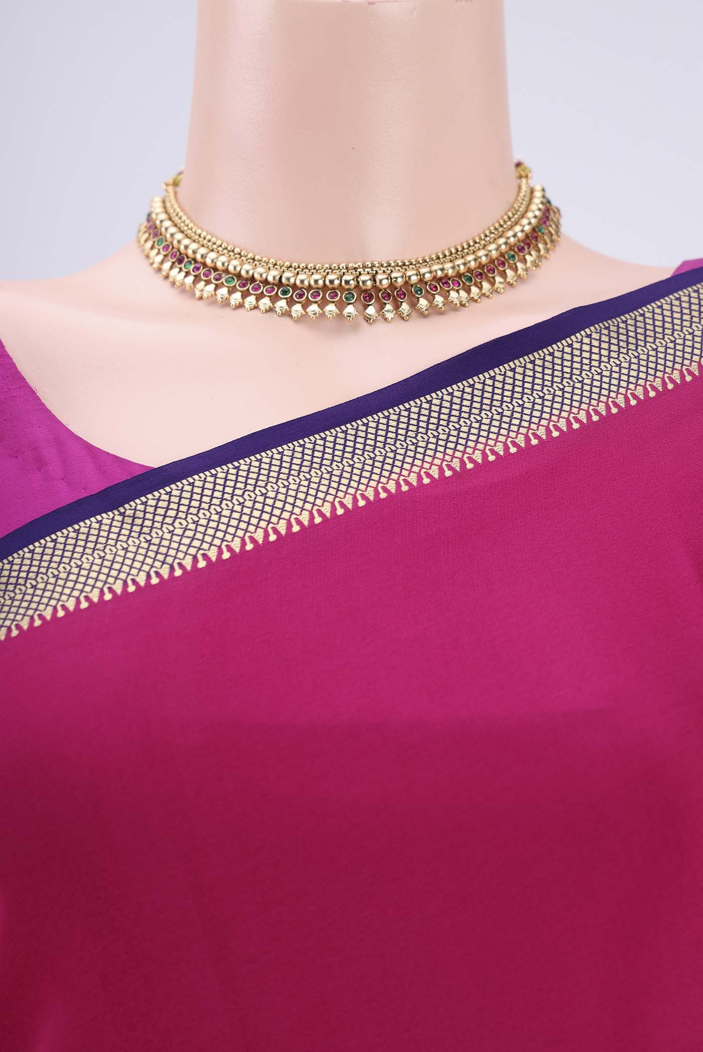 Pink Mysore Crepe Saree - Image 2
