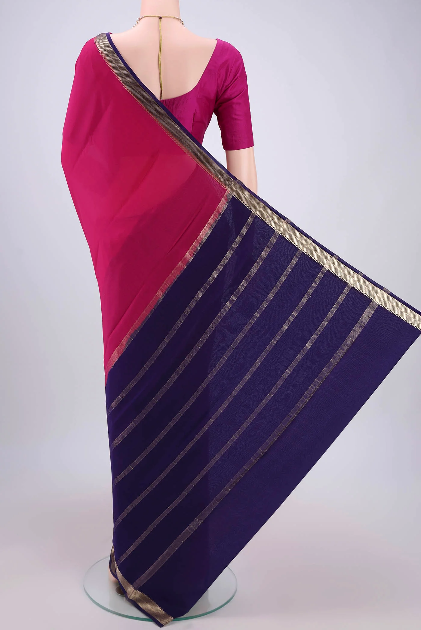 Pink Mysore Crepe Saree - Image 3