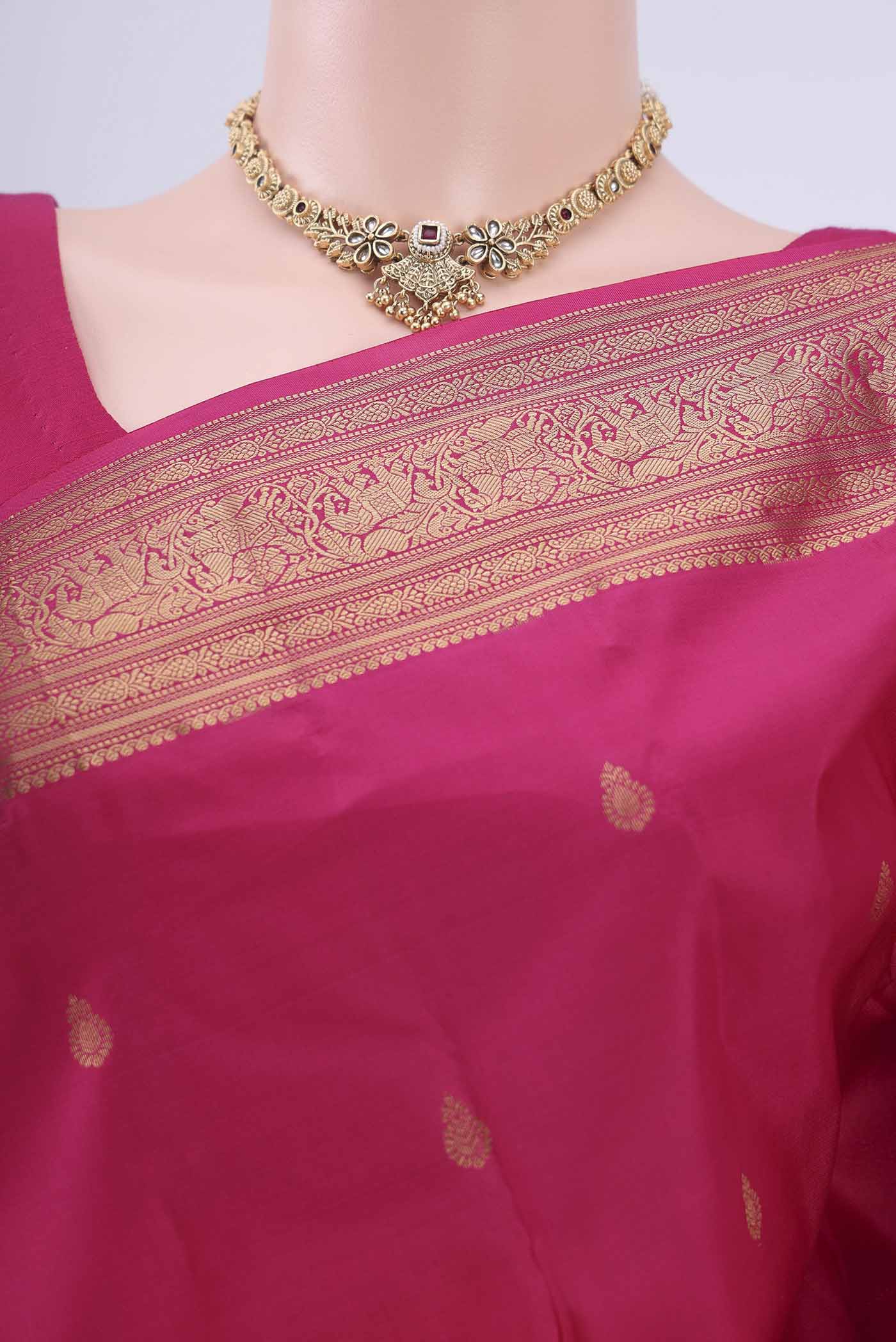 Rani Pink Nangavalli Silk [ Salem ] Saree - Image 2