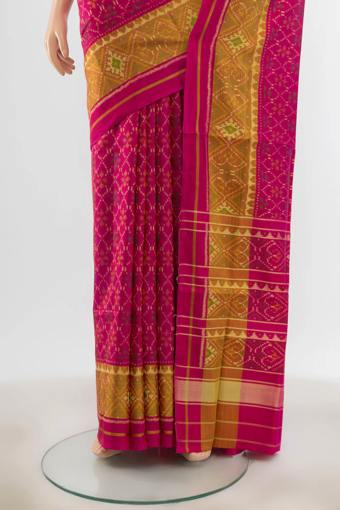 Pink Rajkot Patola Silk Saree - Image 3