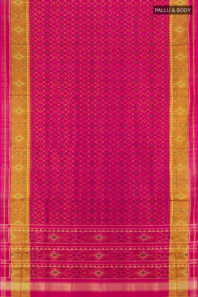 Pink Rajkot Patola Silk Saree - Image 5