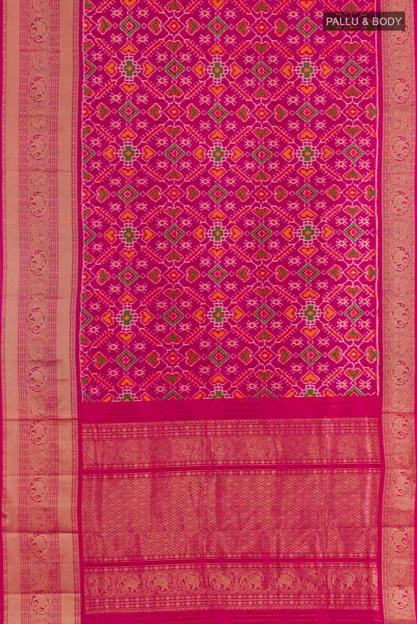 Rani Pink Rajkot Patola Silk Saree - Image 5