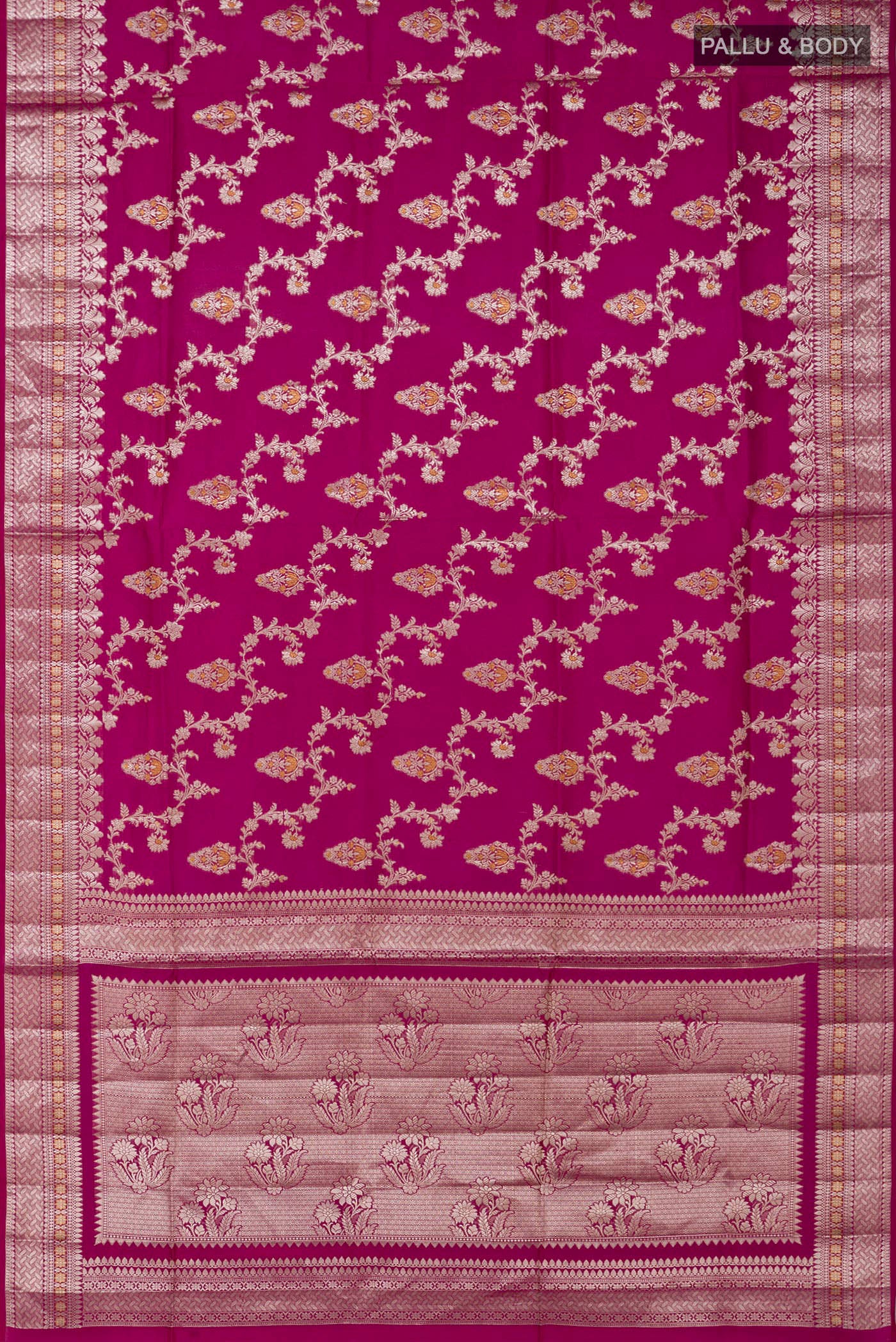 Magenta Banarasi Raw Silk Saree - Image 5