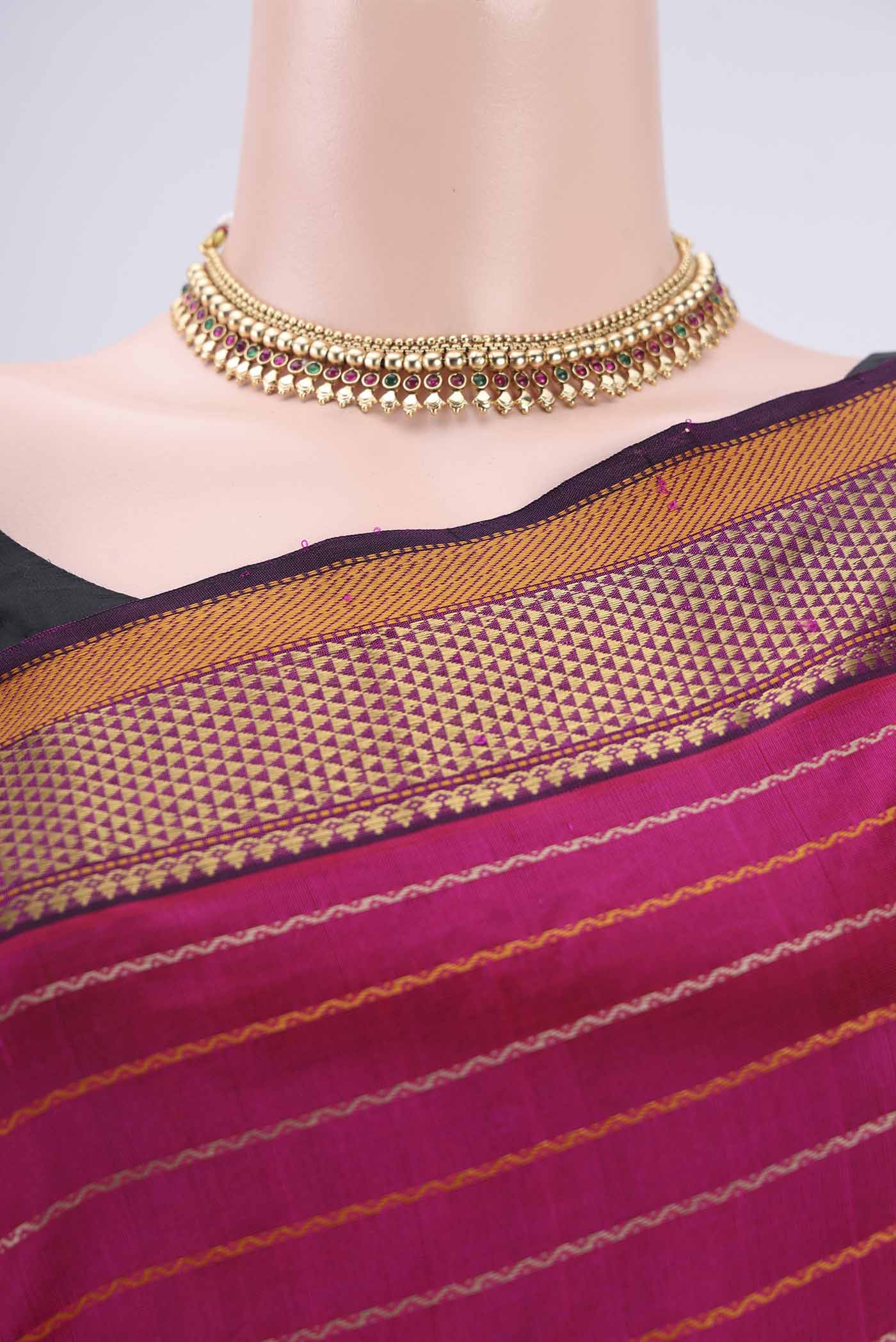 Pink Silk Cotton Saree - Image 2