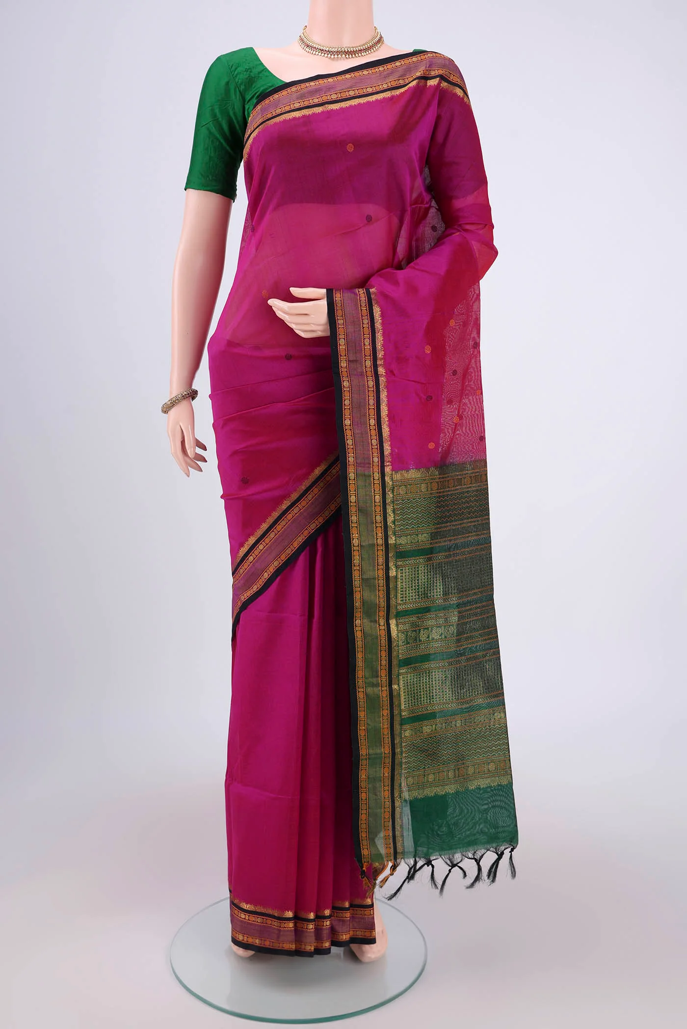 Rani Pink Silk Cotton Saree