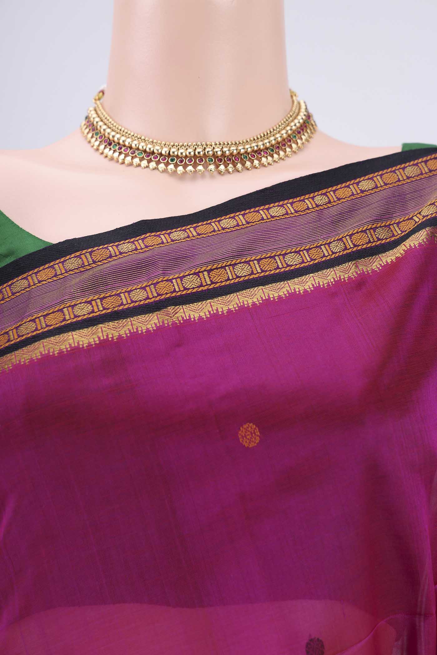 Rani Pink Silk Cotton Saree - Image 2