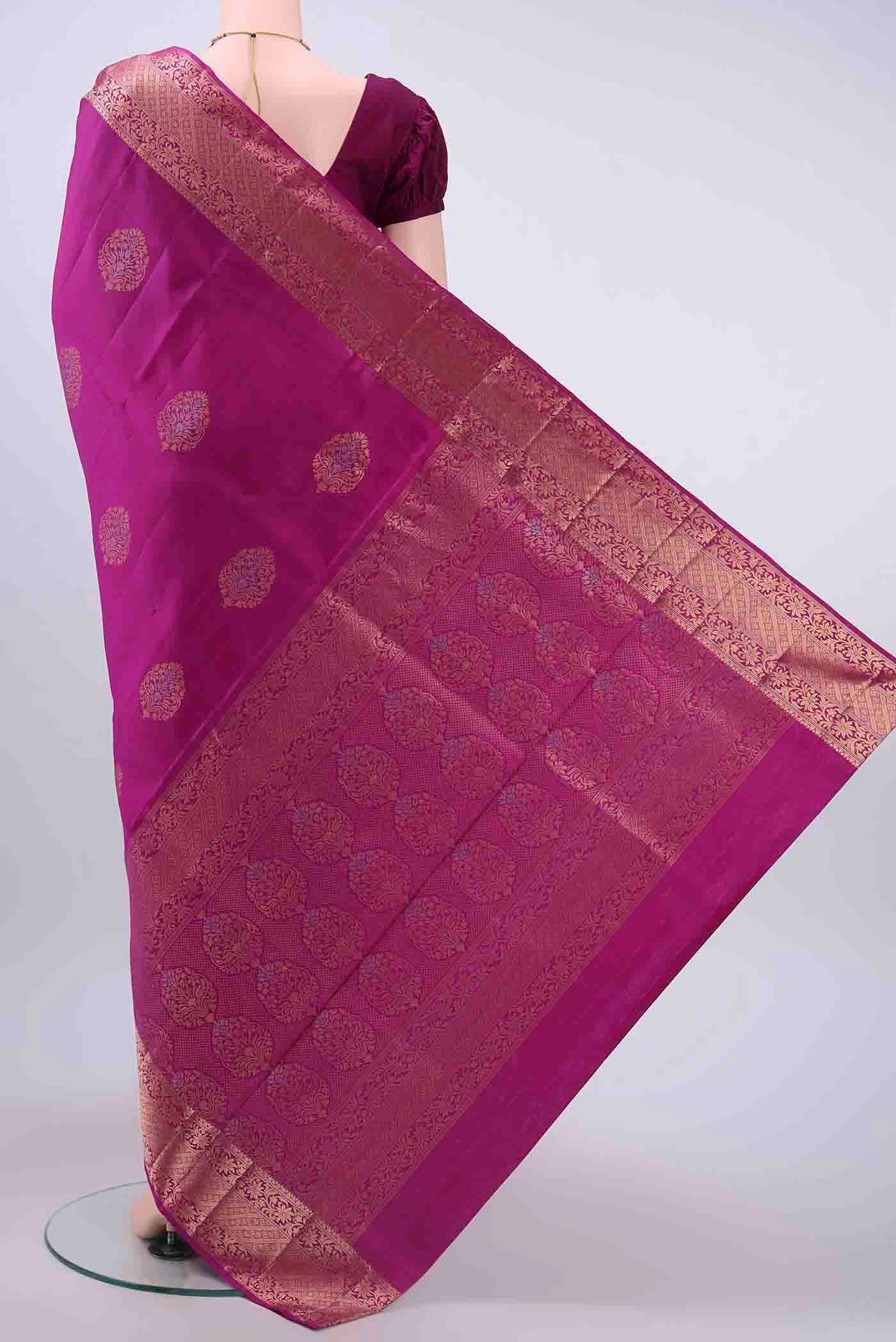 Rani Pink Soft Silk Saree - Image 3